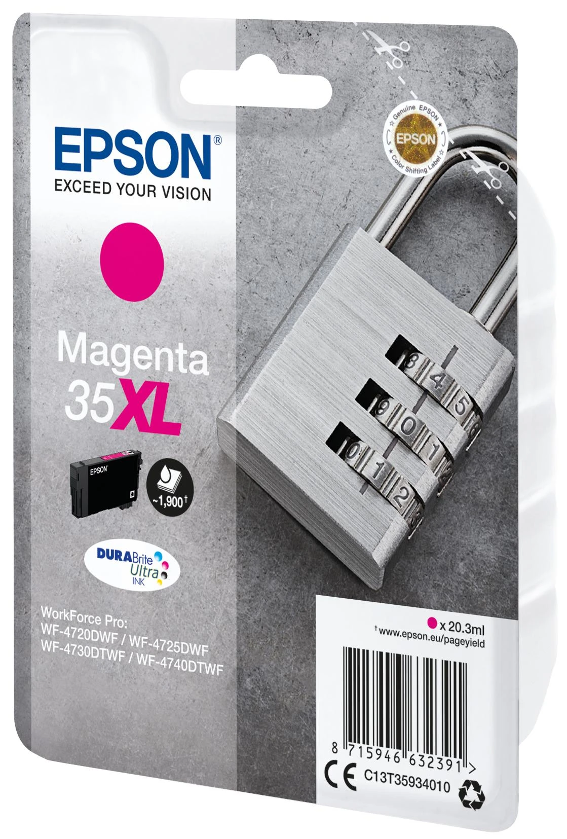 Epson rašalo kasetė purpurinė DURABrite Ultra Ink 35 XL T 3593