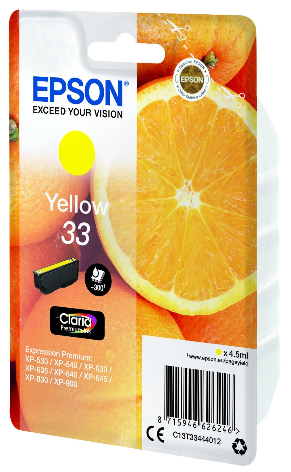 Epson rašalo kasetė geltona Claria Premium 33 T 3344