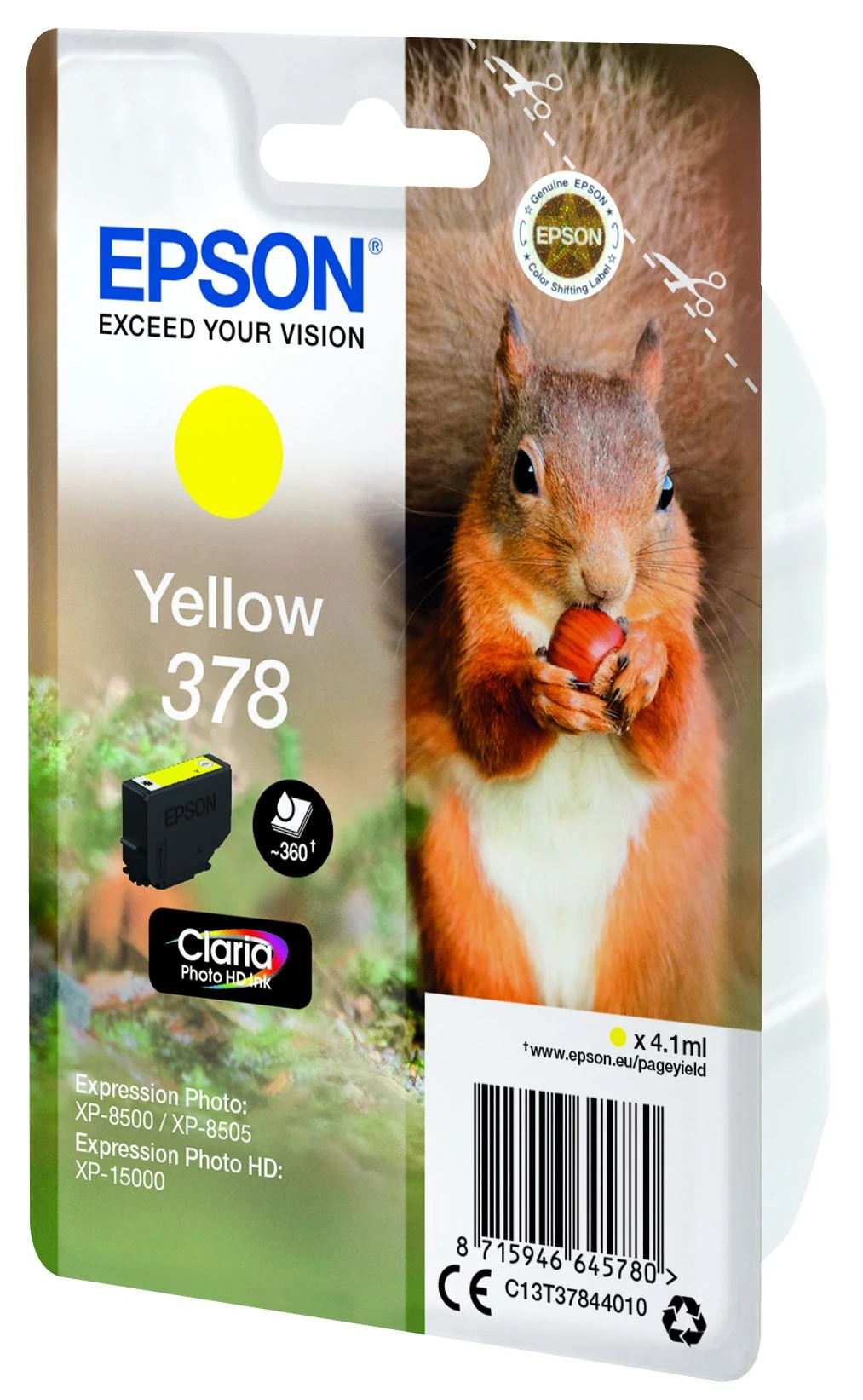 Kasetė - Epson Ink 378 Claria Photo HD Geltona