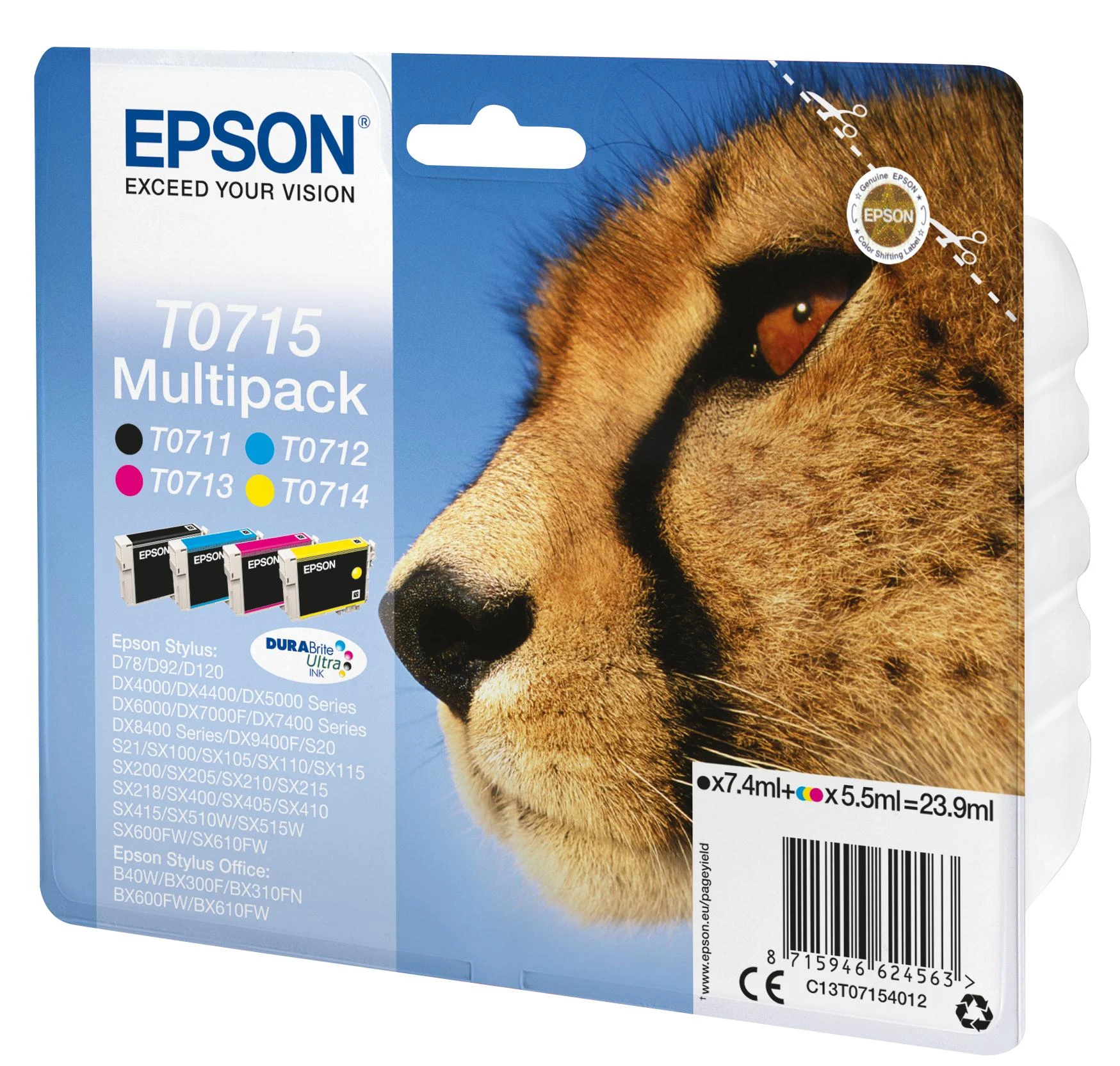 Epson C13T07154012 Ink cartridge multi pack, Juodas, Cyan, Magenta, Geltona