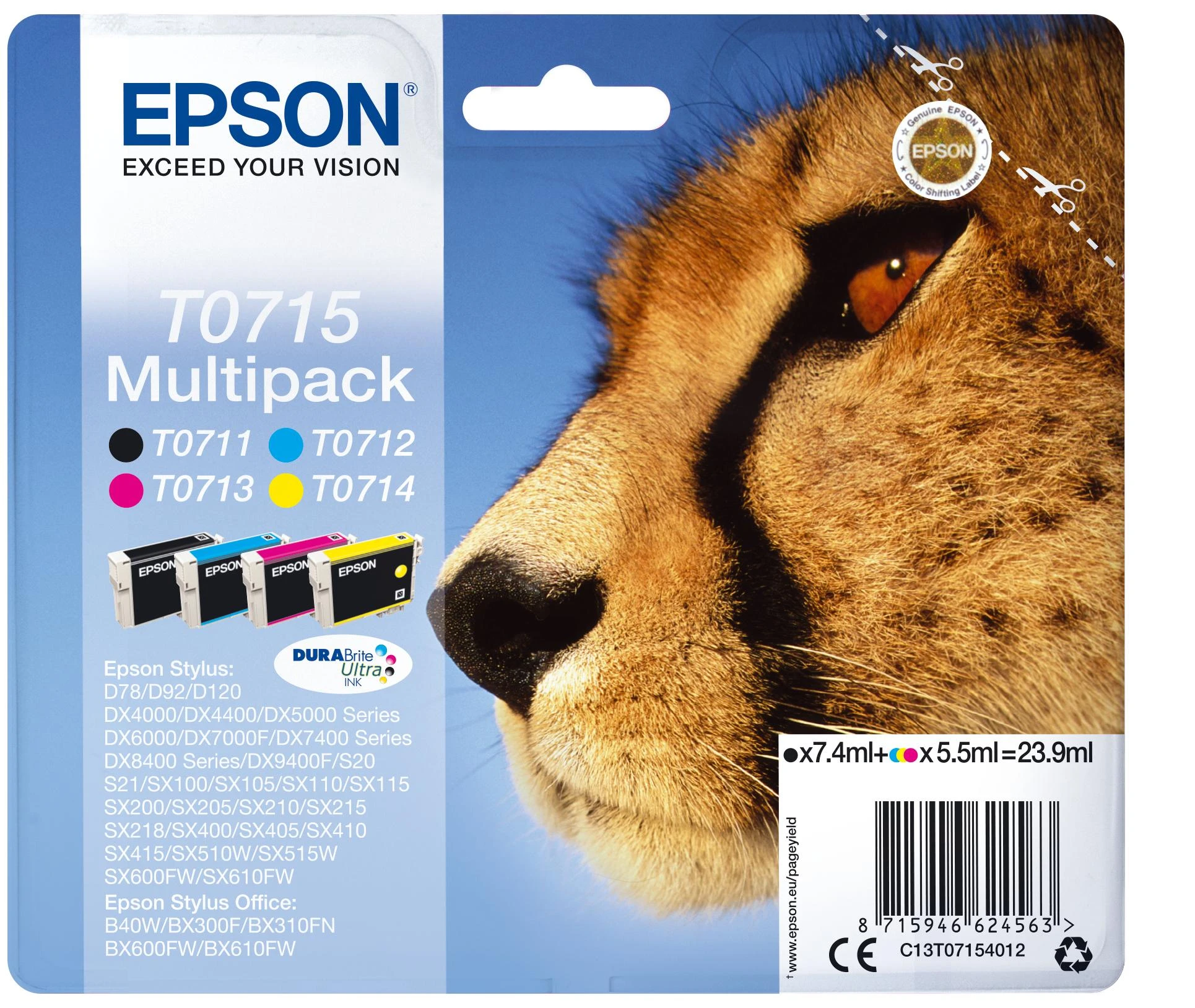 Epson C13T07154012 Ink cartridge multi pack, Juodas, Cyan, Magenta, Geltona