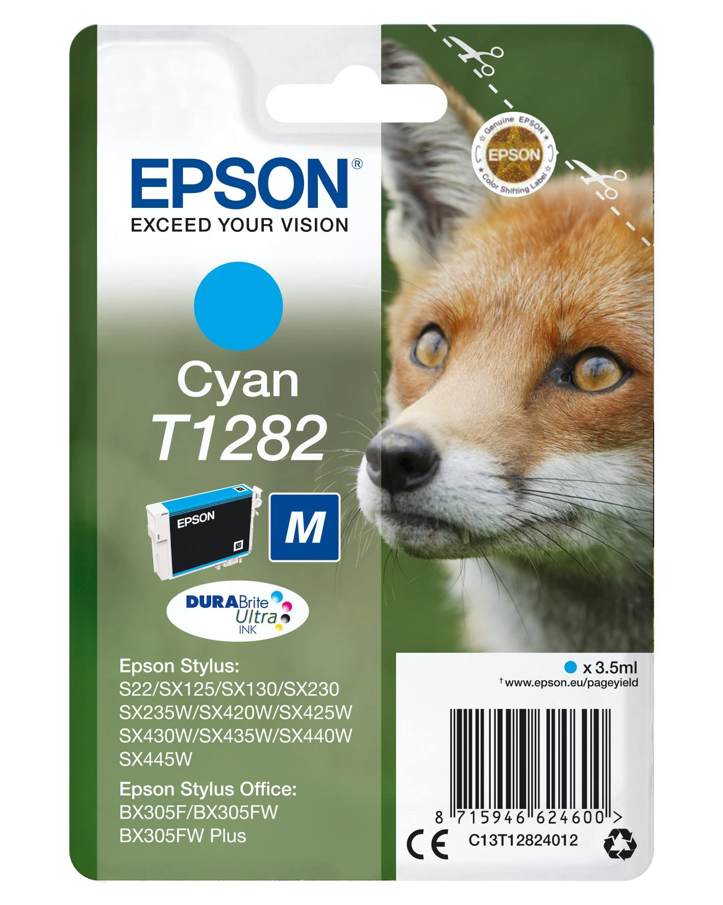 Epson T1282 rašalo kasetė, žalsvai mėlyna