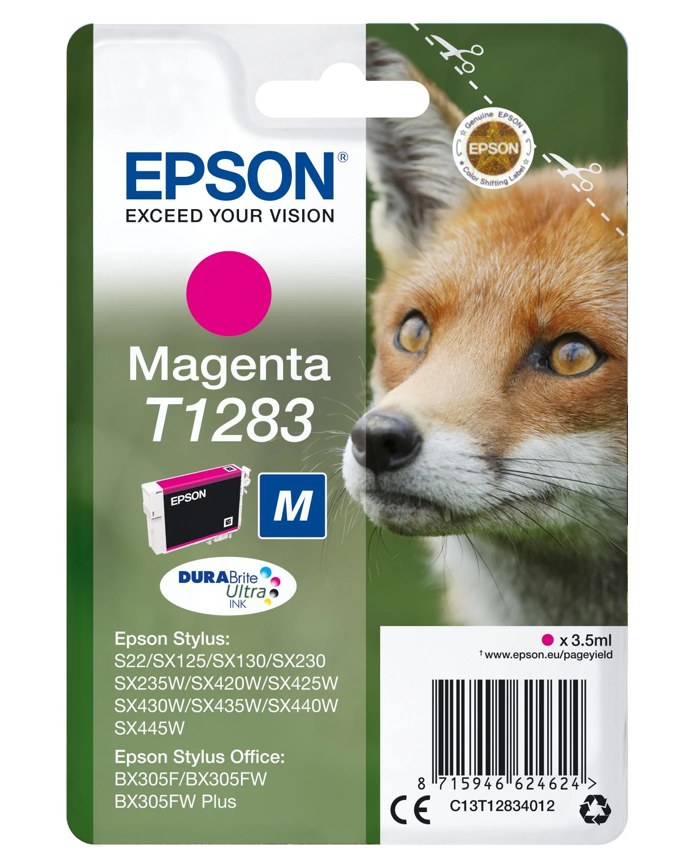 Rašalo kasetė EPSON T1283, raudona