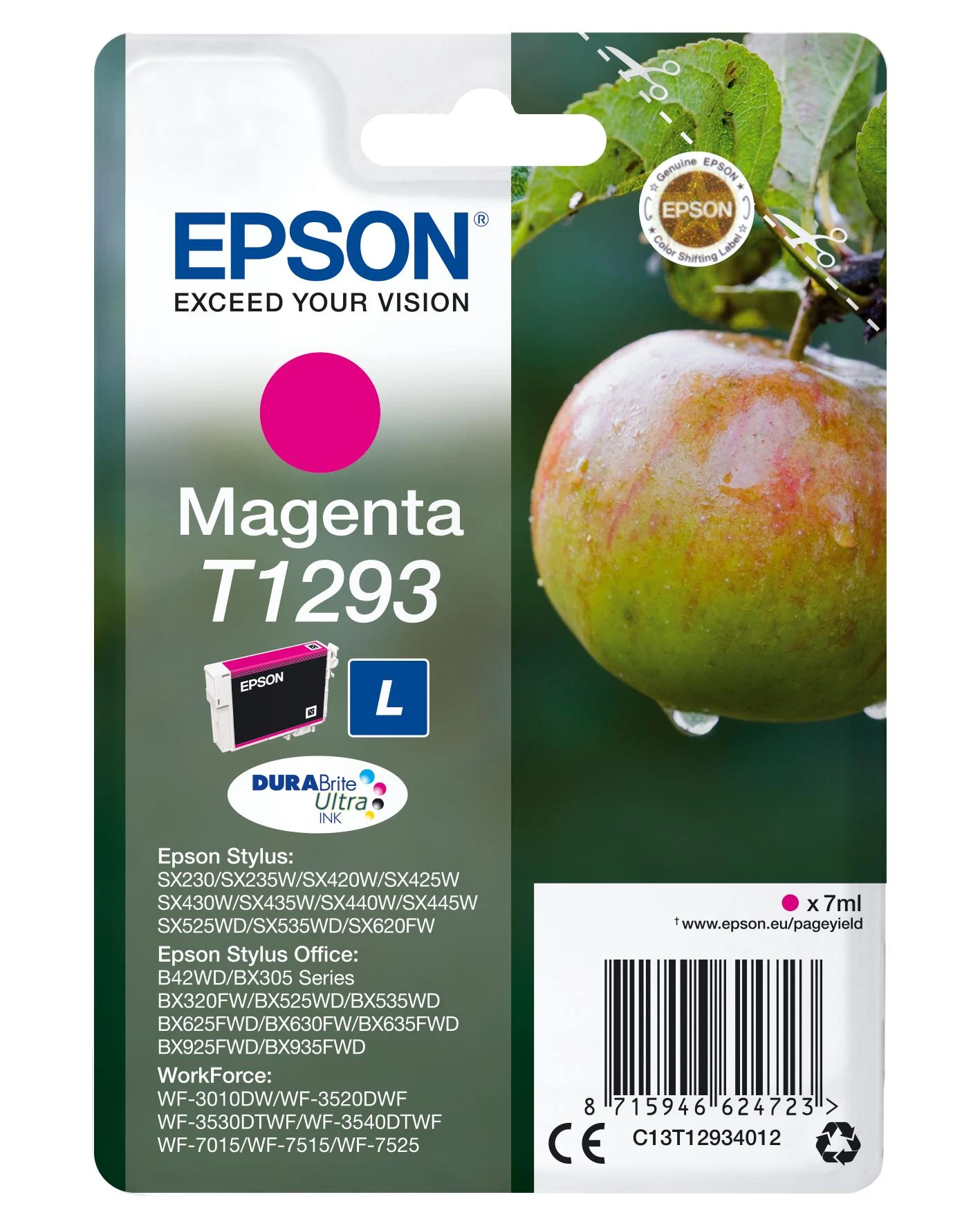 Epson T1293 rašalo kasetė, purpurinė