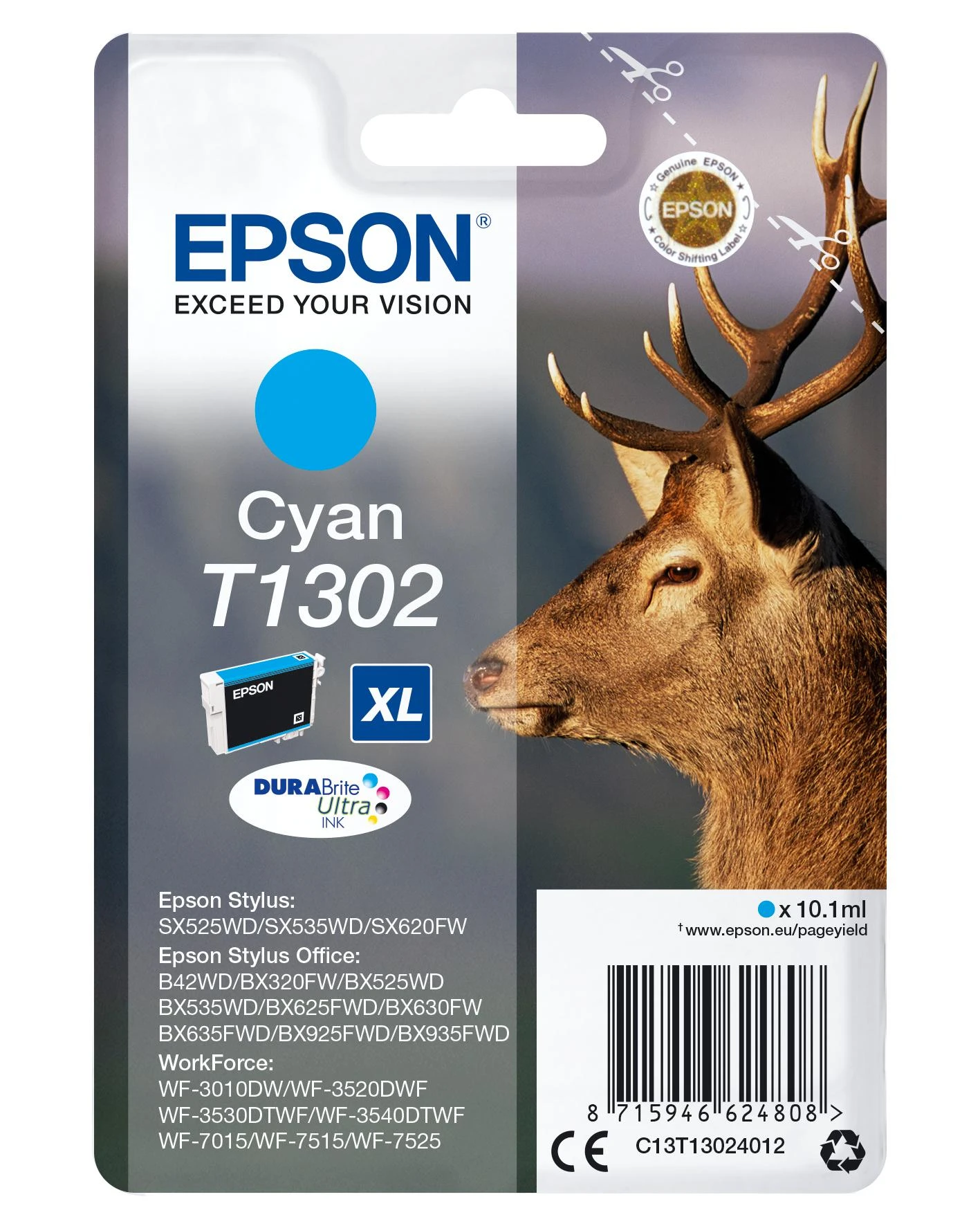 Epson T1302 rašalo kasetė, žalsvai mėlyna
