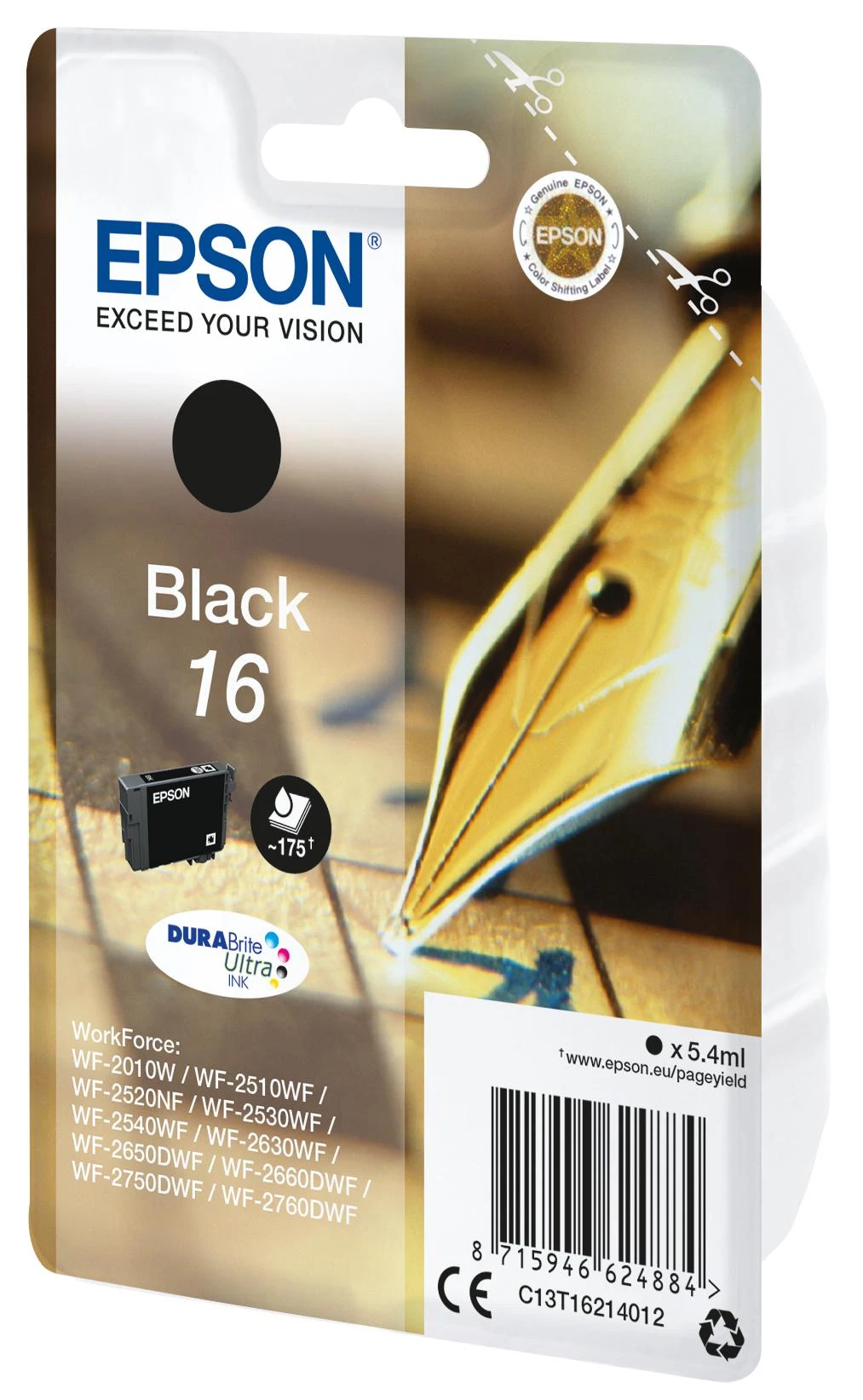 Kasetė - Epson Ink No 16 (Epson, C13T16214012, Juodas)