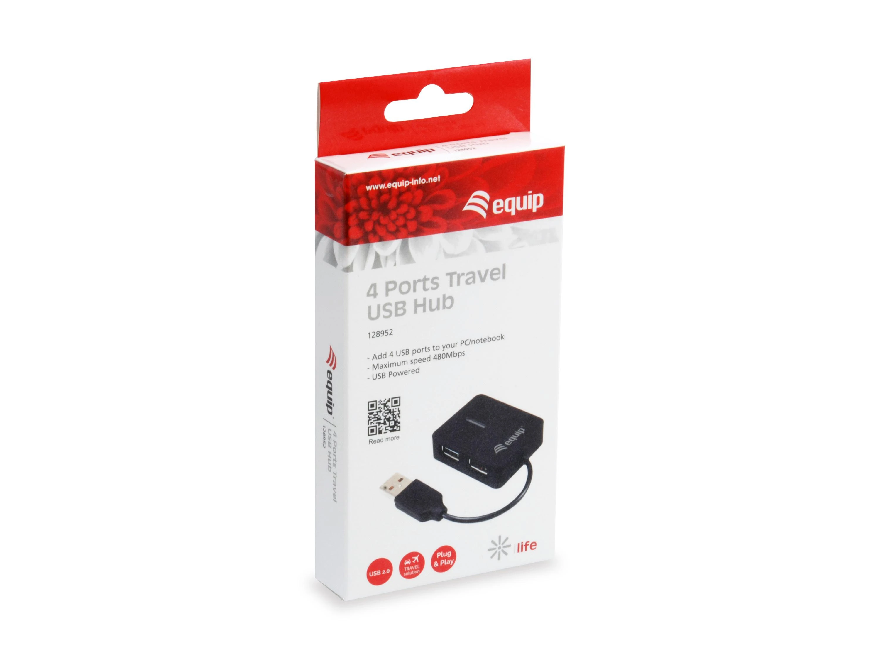 Equip 4-portų USB šakotuvo pakuotė