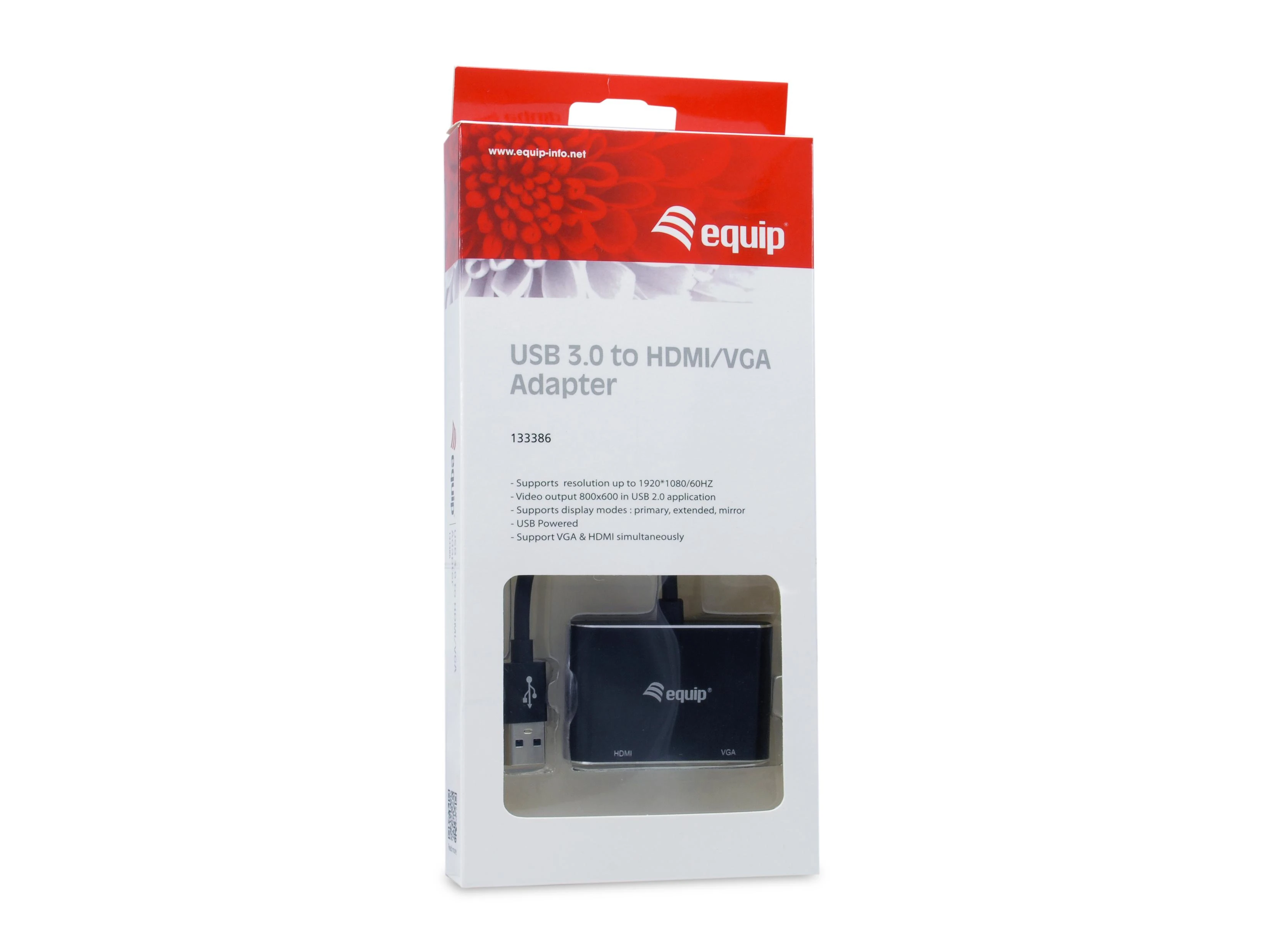 Equip USB į HDMI ir VGA adapteris pakuotėje
