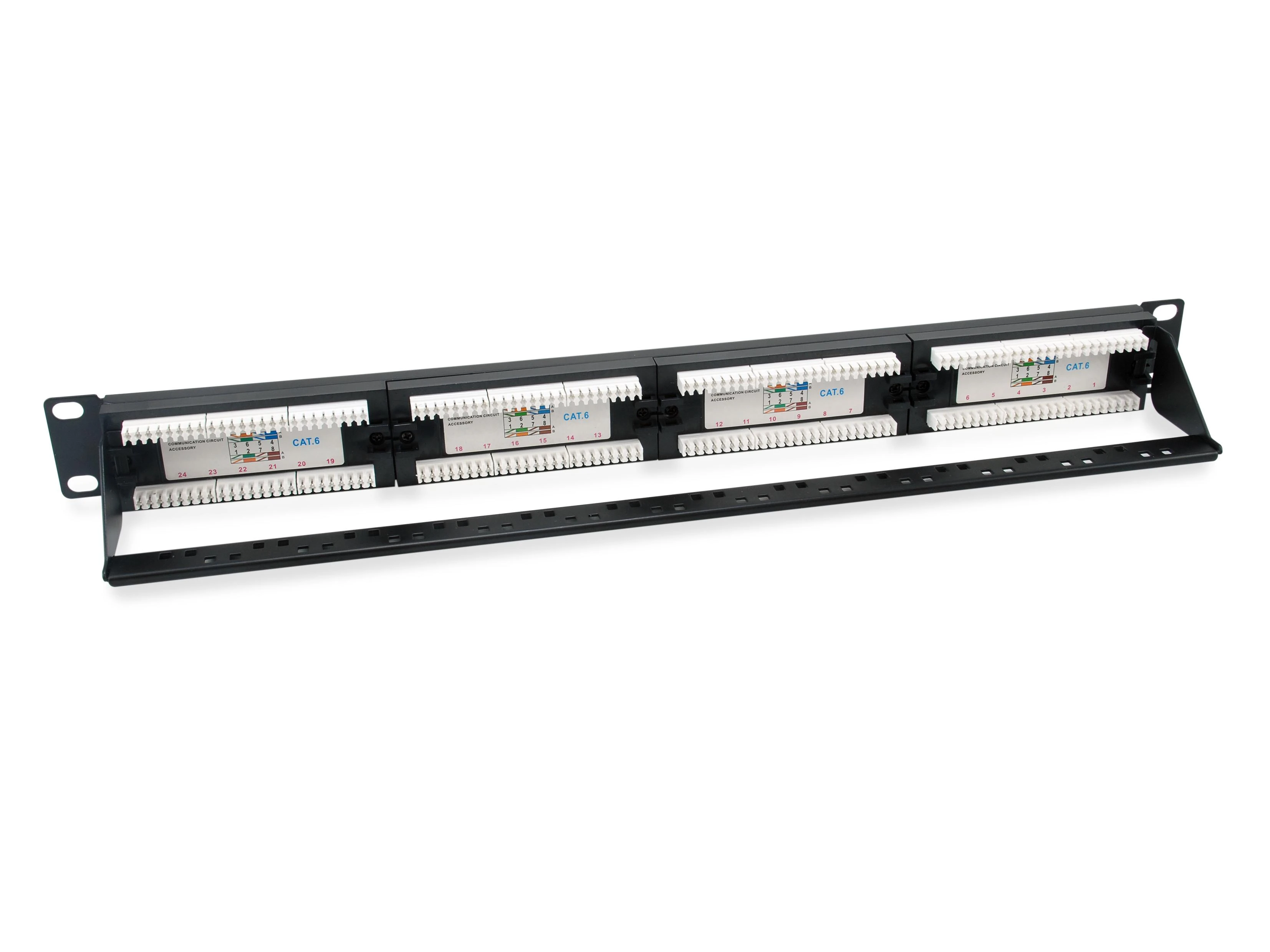 Goobay Equip Equip Patchpanel 24x RJ45 Cat6 19'' UTP 1HE ISO/IEC juodas