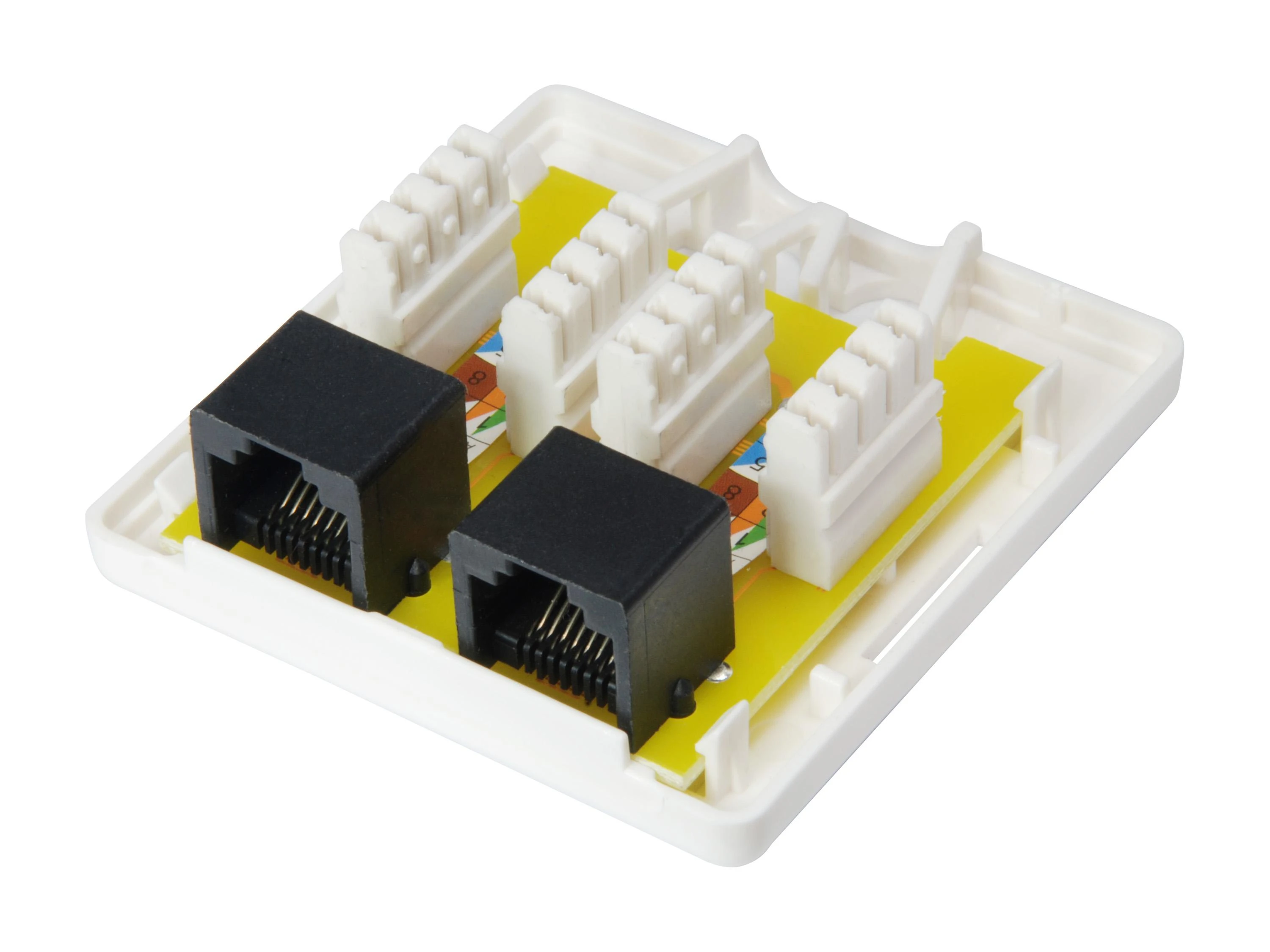 „Equip“ paviršinio montavimo lizdas Cat6 2 prievadų 2x RJ45 UTP RAL 9010, su polietileno maišeliu
