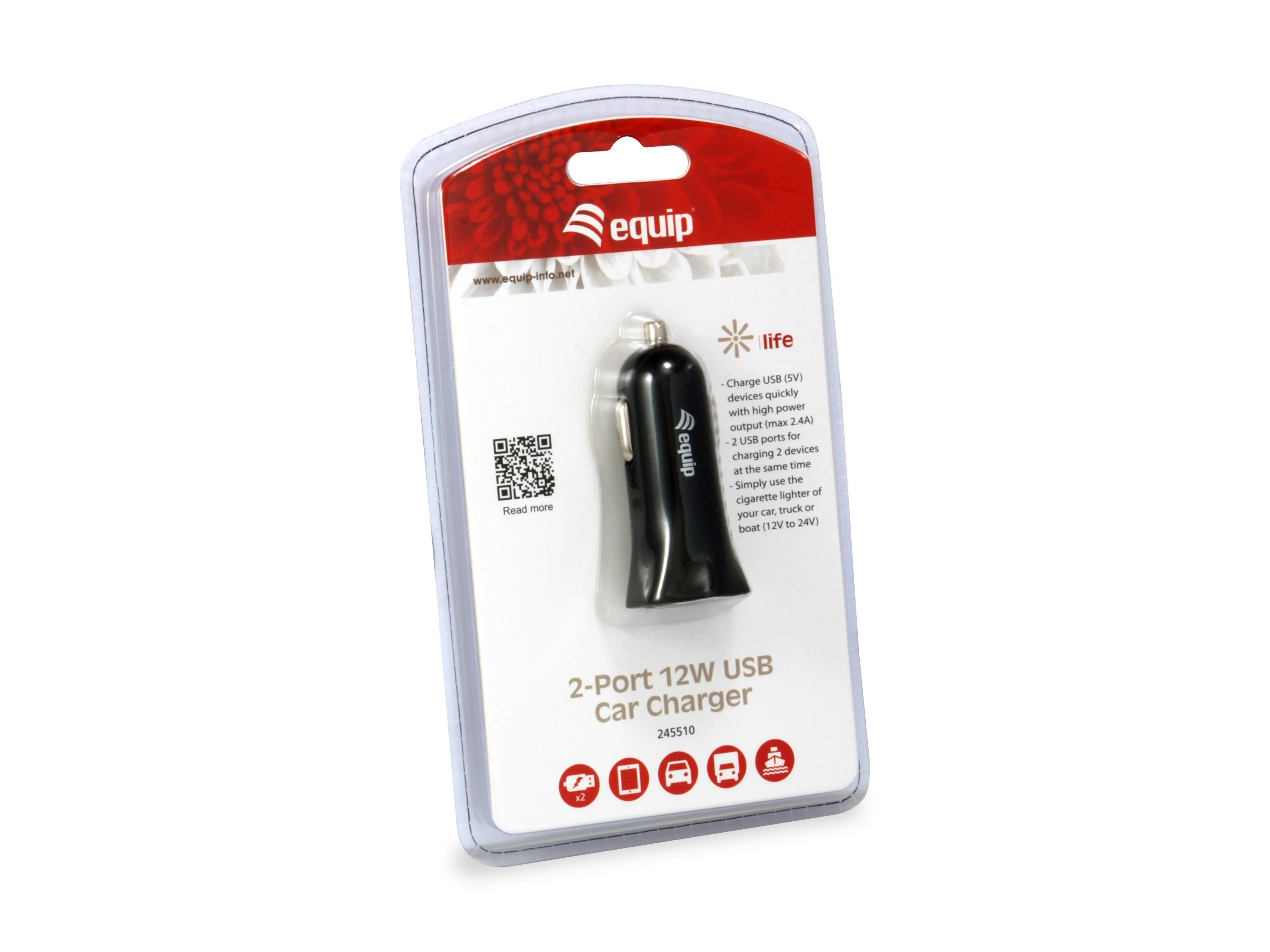 Įkroviklis Equip 2x USB-A 2.4 A (245510)
