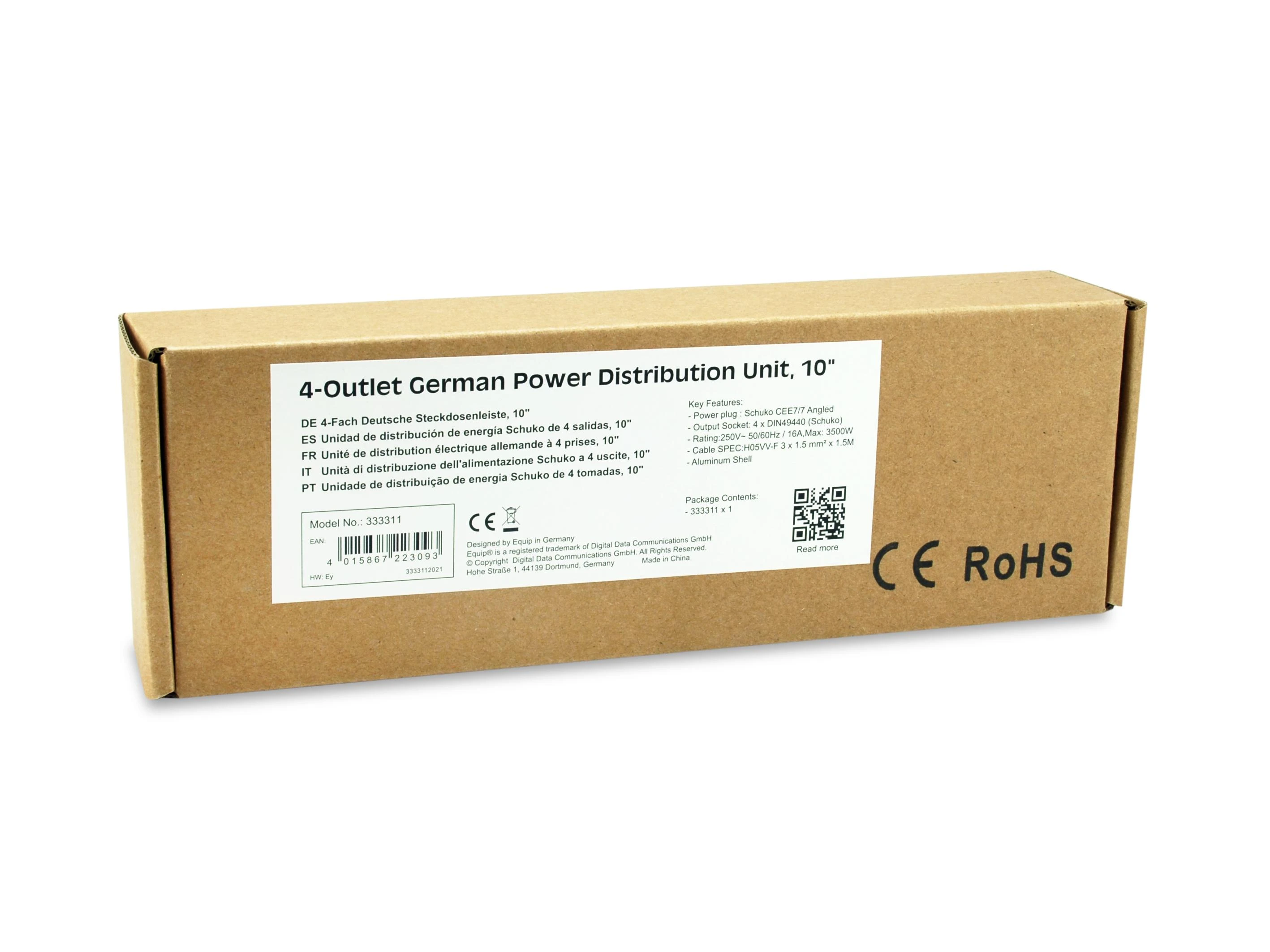 Equip Steckdosenleiste 10(1HE)4fach Schuko.CEE 1.5m.Kabl.si