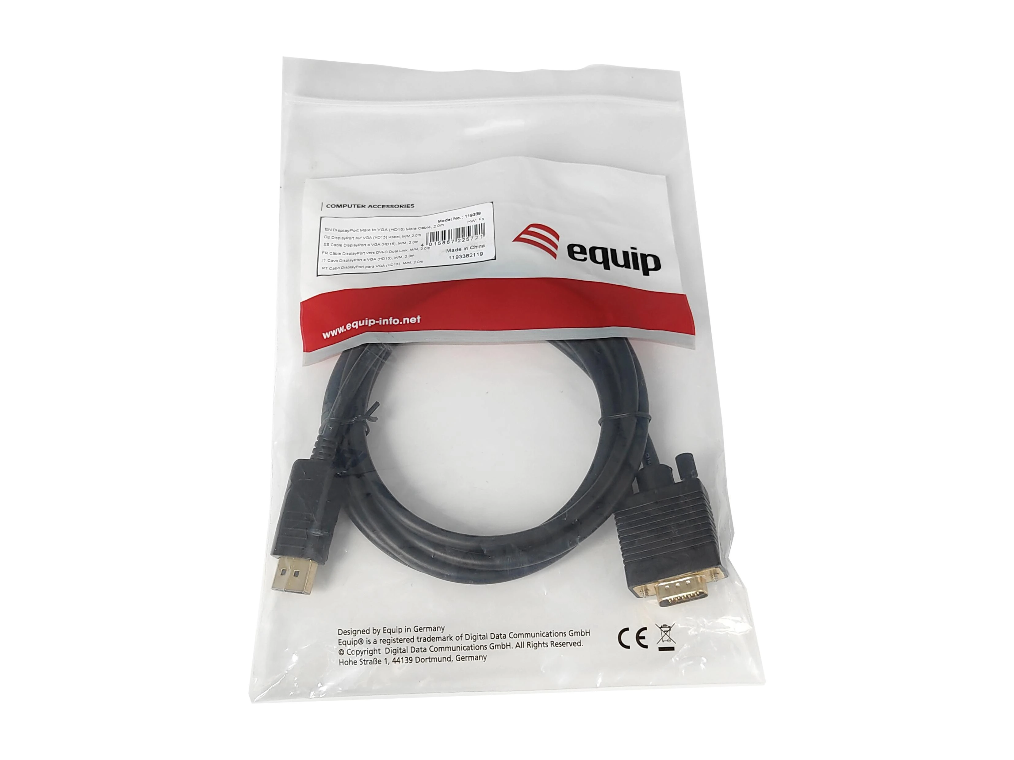Equip VGA į DisplayPort kabelis pakuotėje