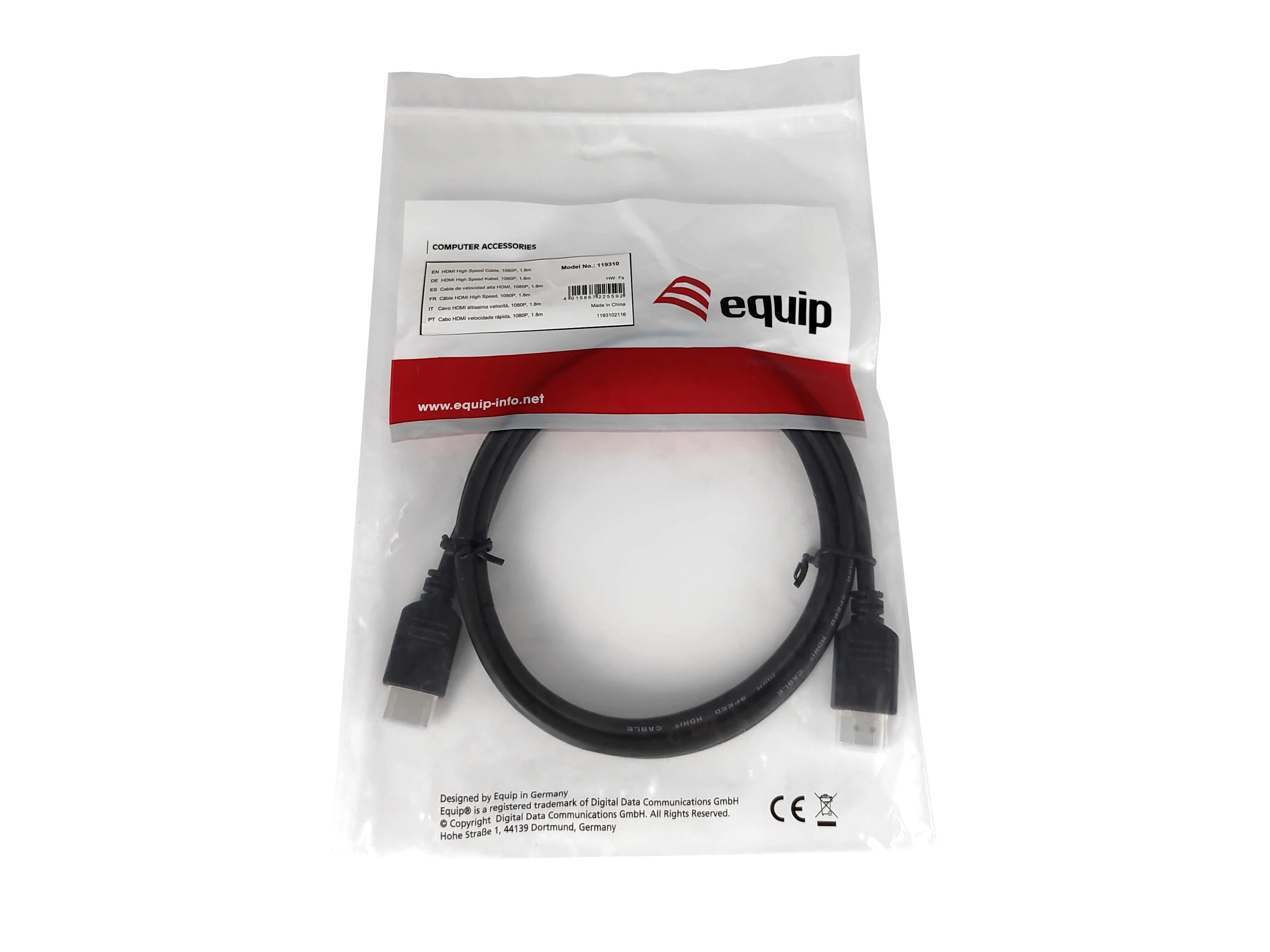 Equip HDMI laidas 1.8m sandarioje pakuotėje