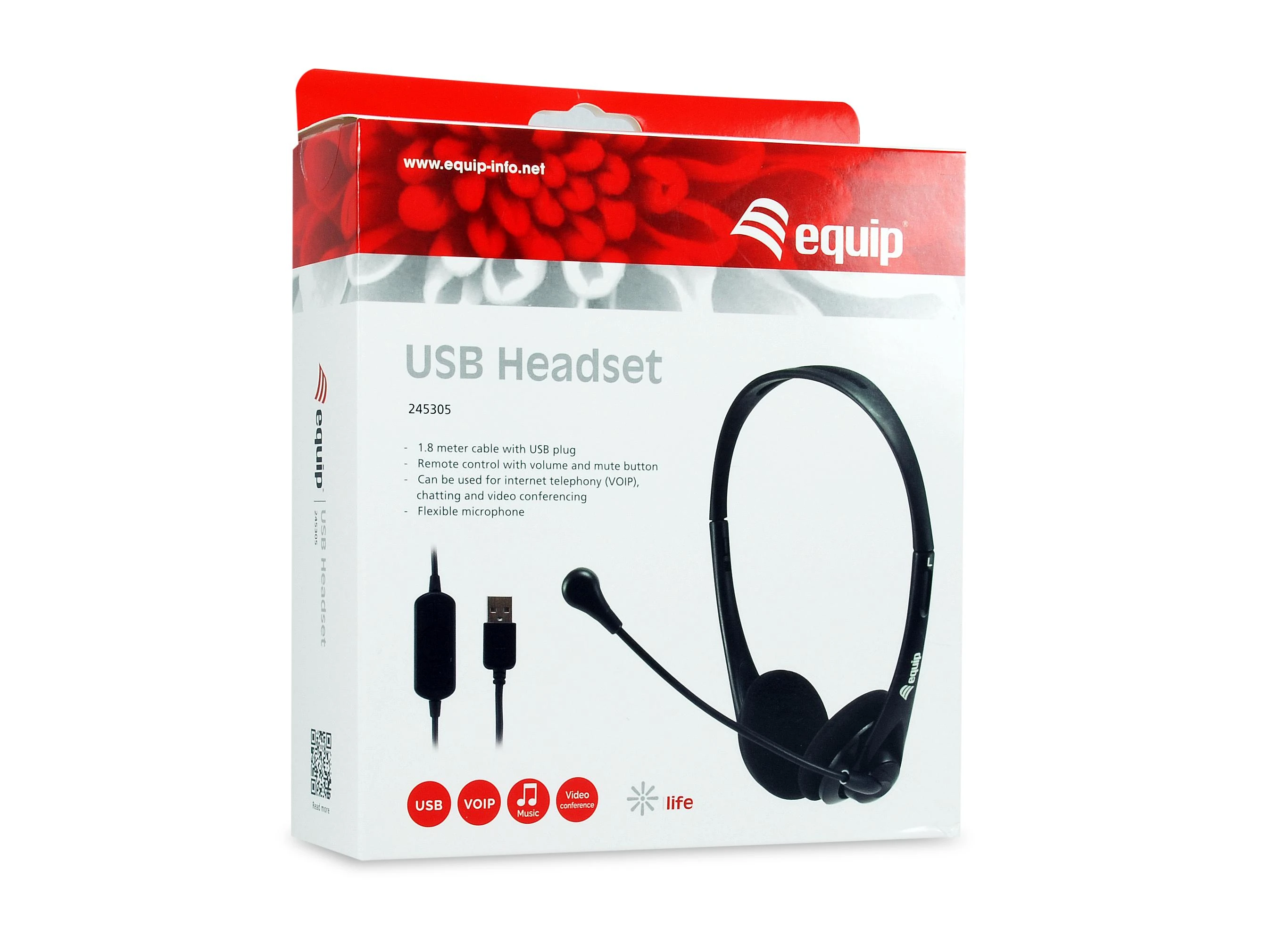 Equip 245305 USB ausinių pakuotė