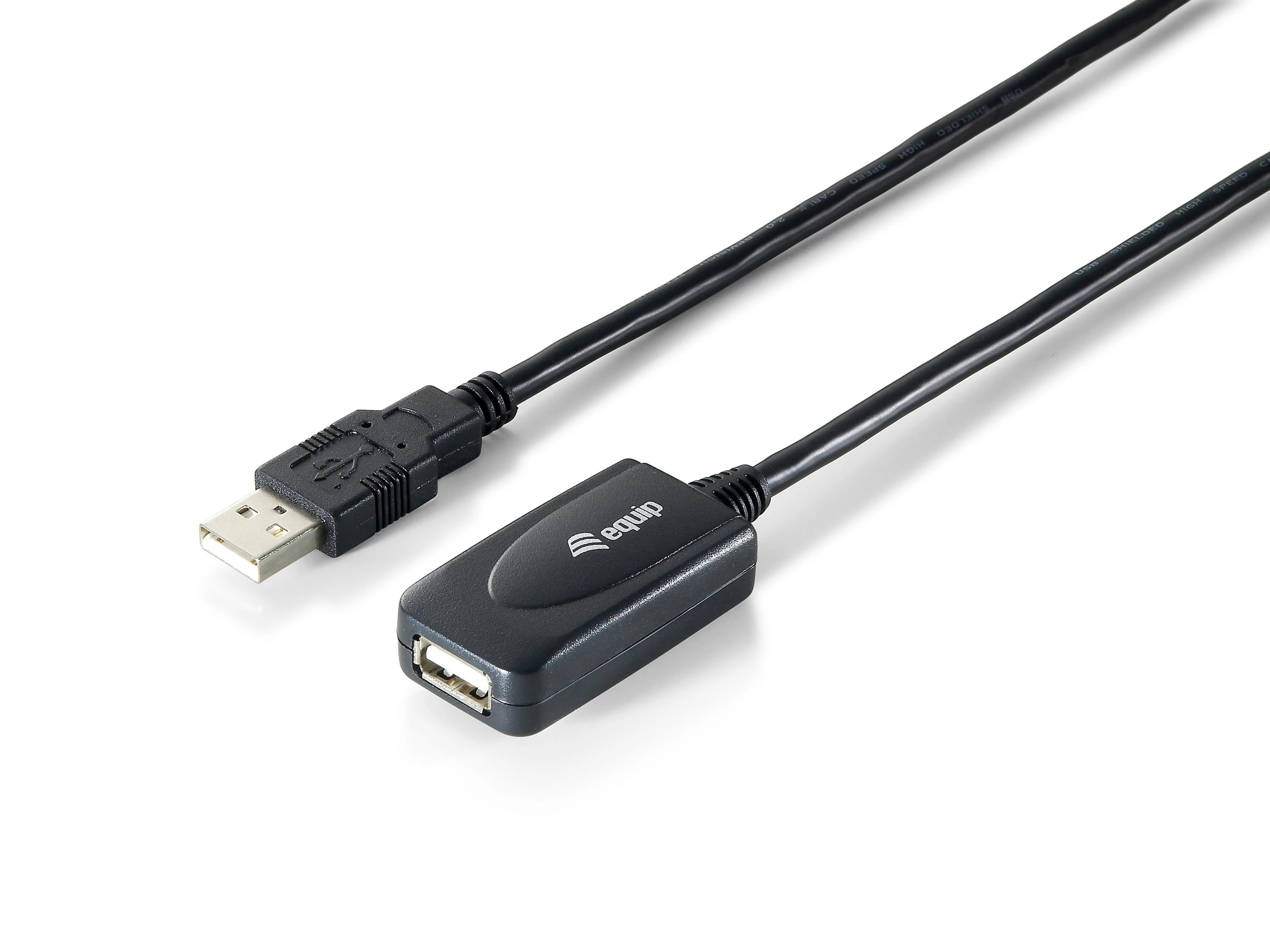 Equip USB kabelis USB-A – USB-A 15 m juodas (133311)