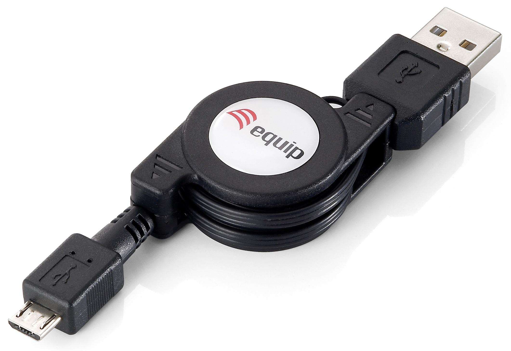 USB kabelis Equip USB-A - mikroUSB 1 m Juodas (128595)
