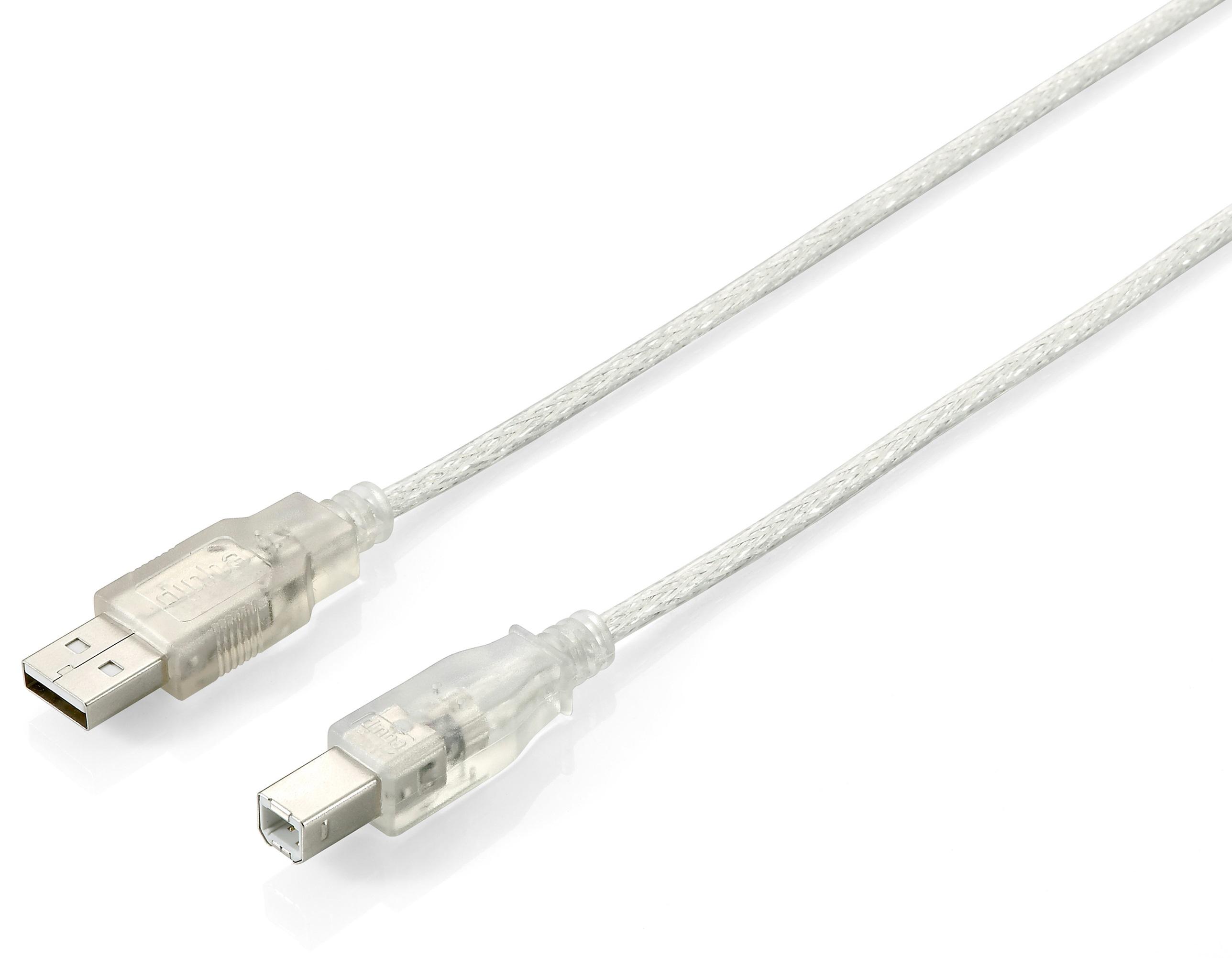 USB kabelis Equip USB-A - USB-B 1 m Sidabrinis (128653)