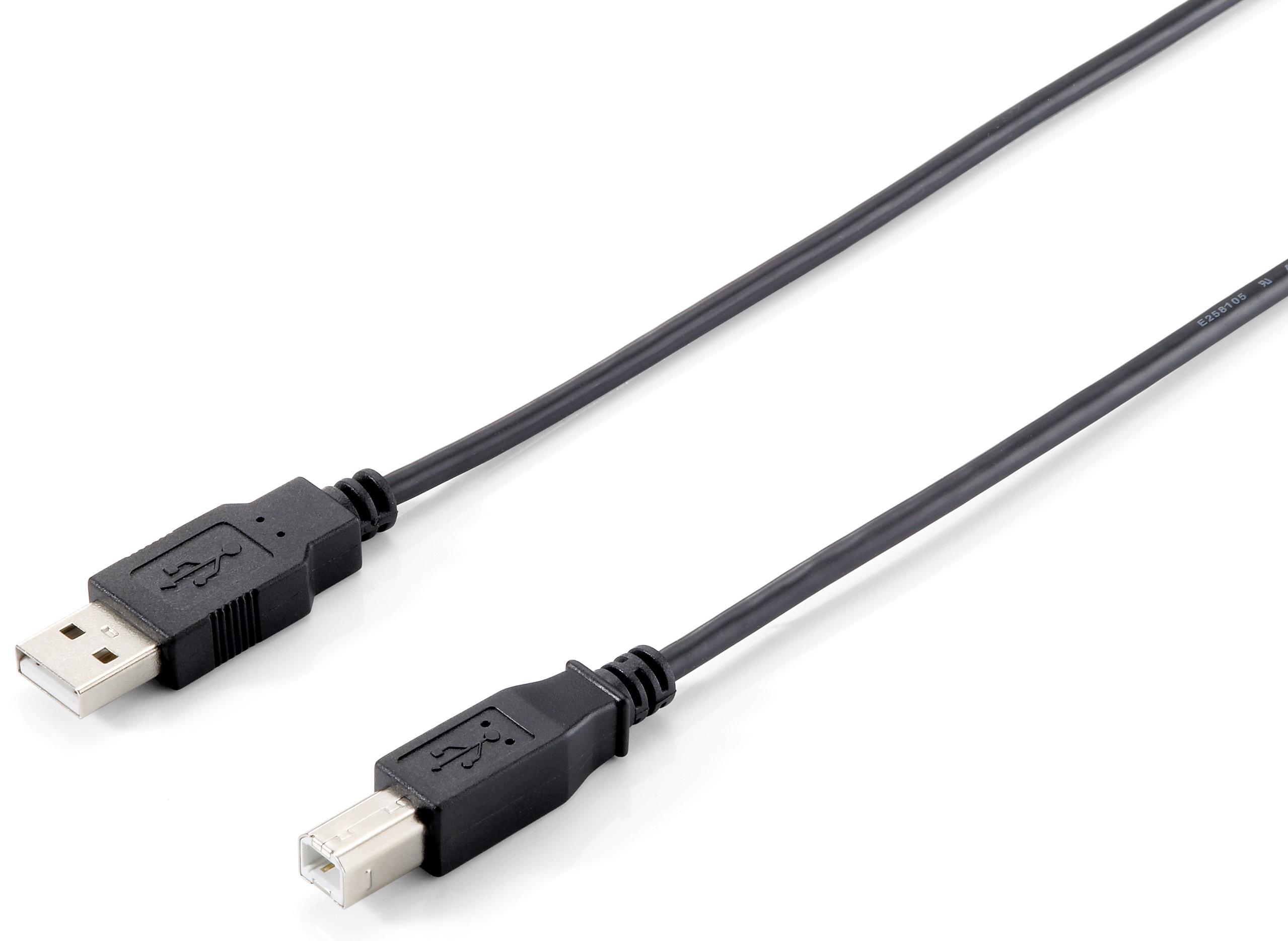 Equip USB2.0 Druckerkabel USB-A->USB-B St/St 5.00m juodas Polybeutel