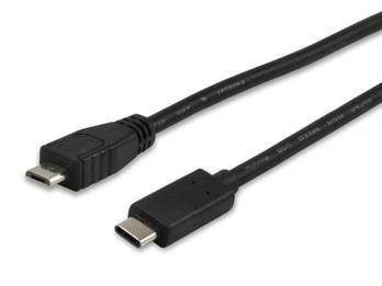USB kabelis Equip USB-C - mikroUSB 1 m Juoda (12888407)