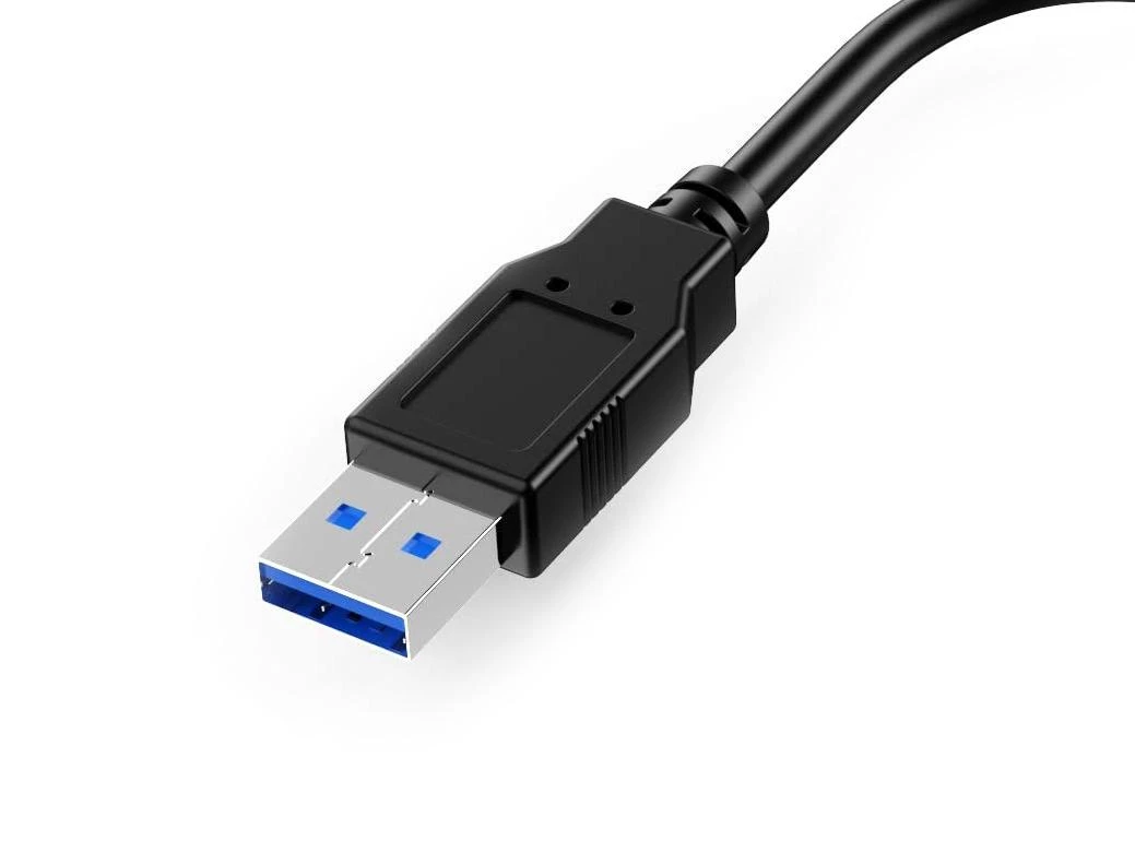 Juoda USB 3.0 tipo jungtis su laidu