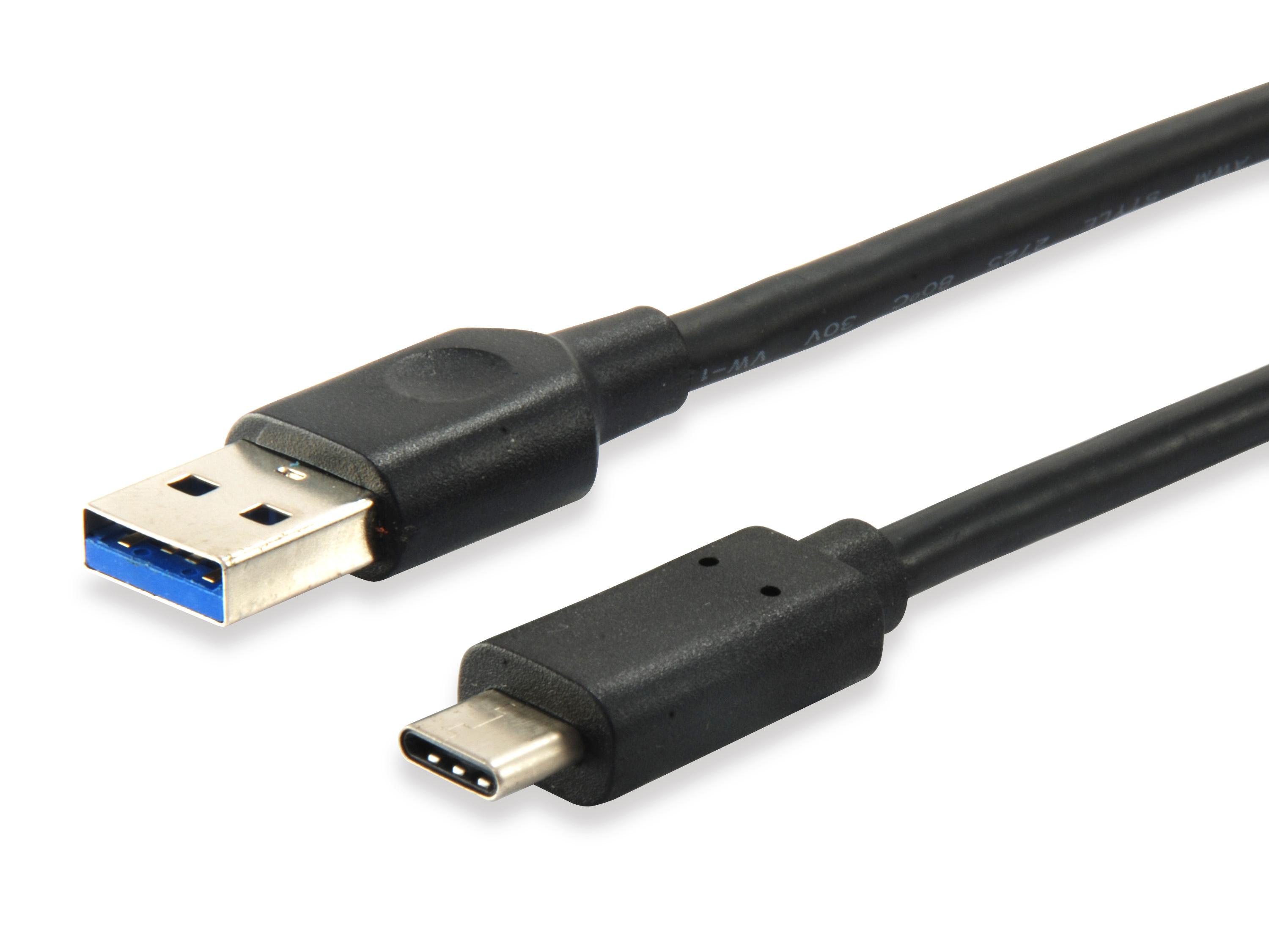 USB kabelis Equip USB-A - USB-C 1 m Juodas (12834107)