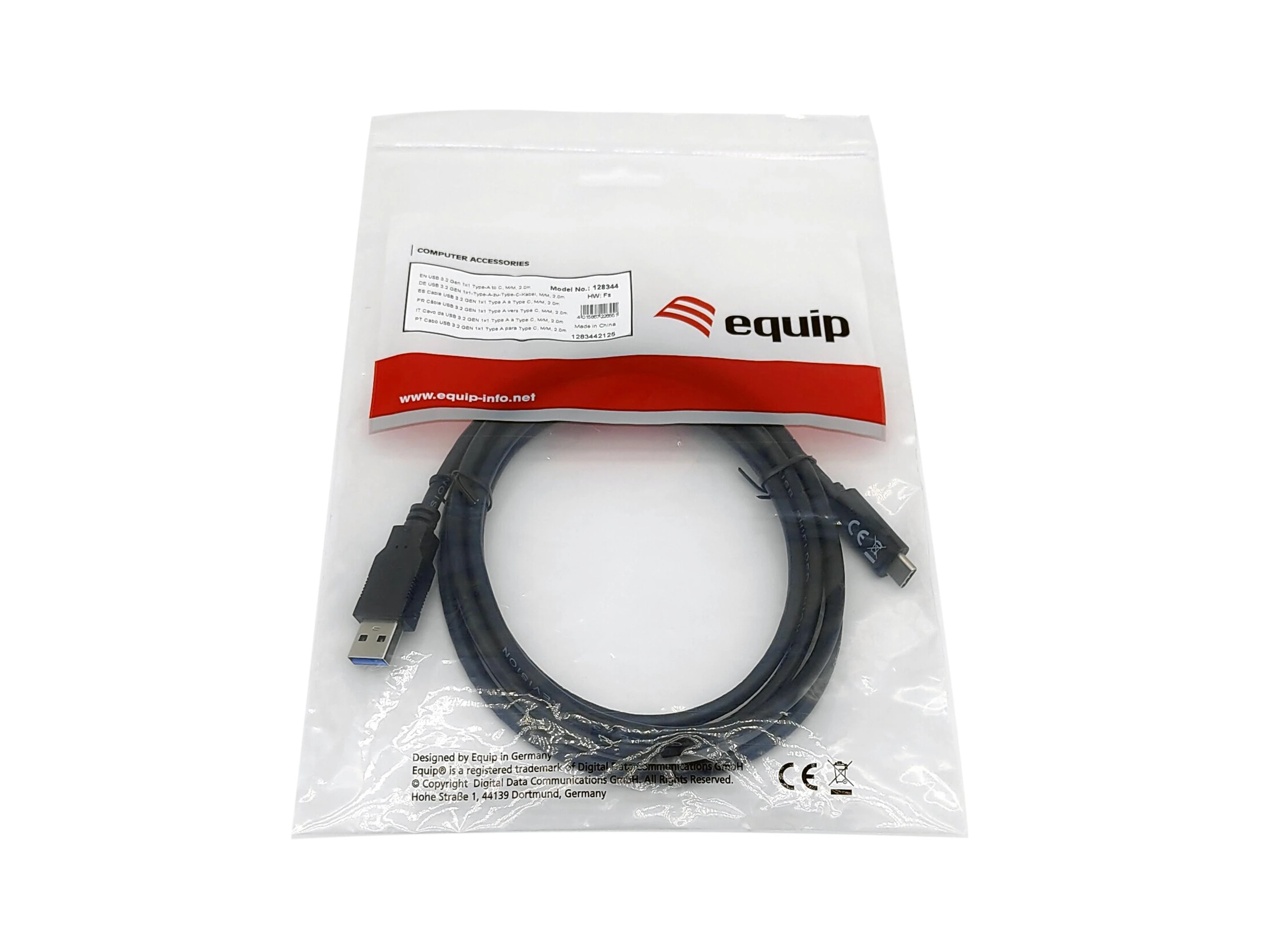 Kabelis USB Equip USB-A - USB-C 2 m Juodas (128344)
