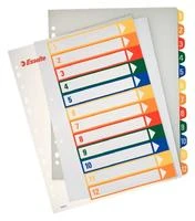 Plastikiniai spalvoti skiriamieji lapai ESSELTE, 1-12, A4, MAXI