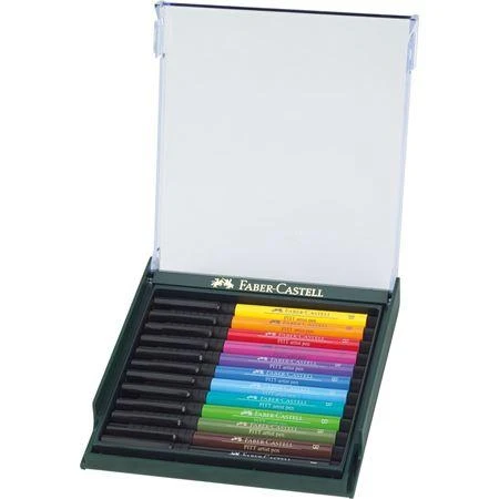 Faber-Castell Teptukinių rašiklių rinkinys Faber-Castel India ink PlTT, ryškių spalvų, 12 vnt