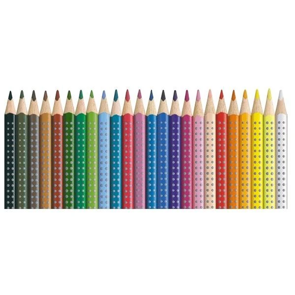 Spalvoti akvareliniai pieštukai Faber-Castell GRIP 2001, tribriauniai, 24 spalvų, metalinėje dežutėje
