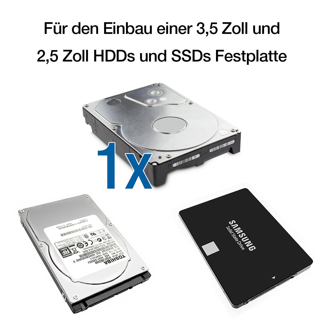 Fantec DB-ALU31 juodas 3,5 SATA USB 3.1 Typ-C