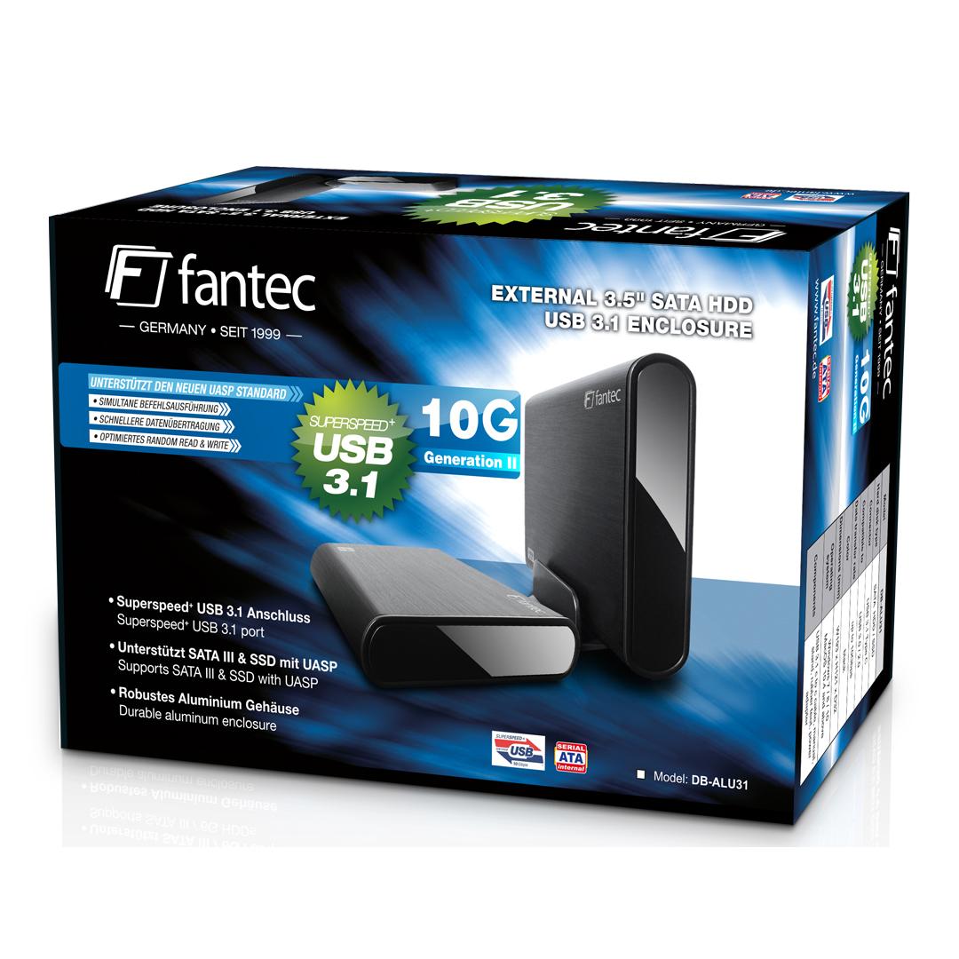 Fantec DB-ALU31 juodas 3,5 SATA USB 3.1 Typ-C