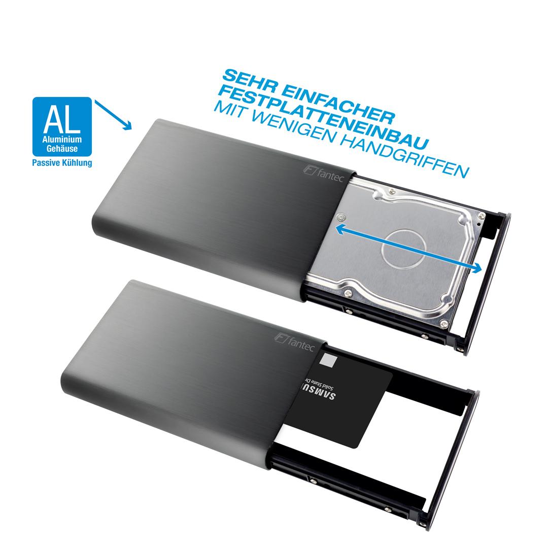 Fantec DB-ALU31 juodas 3,5 SATA USB 3.1 Typ-C