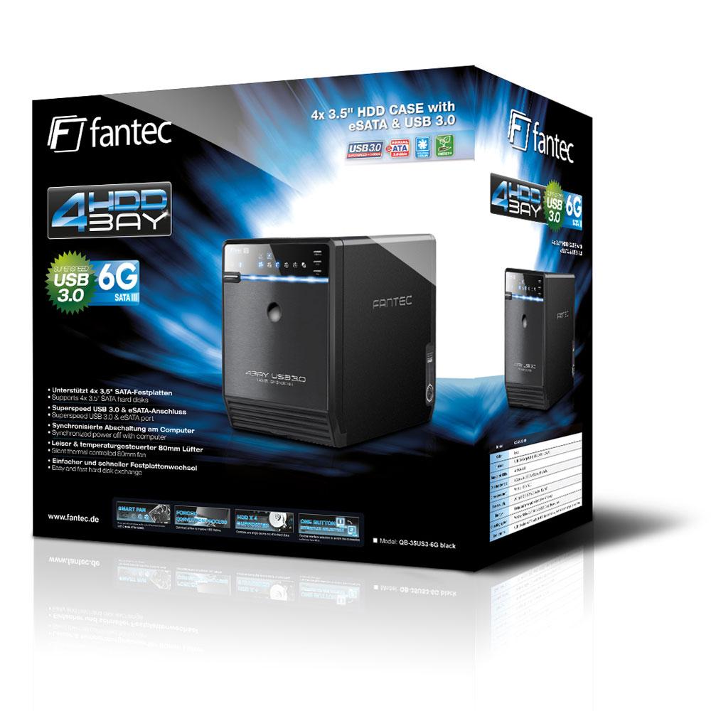 Kietasis diskas FANTEC QB-35US3-6G juodas 4x3,5 SATA HDD USB3.0 eSATA