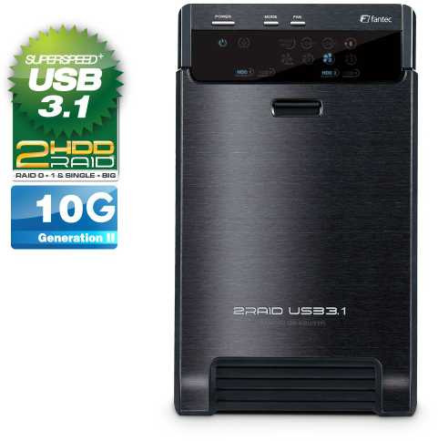 Fantec Fantec FANTEC QB-X2U31R RAID CASE/2X3.5IN SATA HDD USB3.1 C 10G
