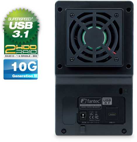 Fantec Fantec FANTEC QB-X2U31R RAID CASE/2X3.5IN SATA HDD USB3.1 C 10G