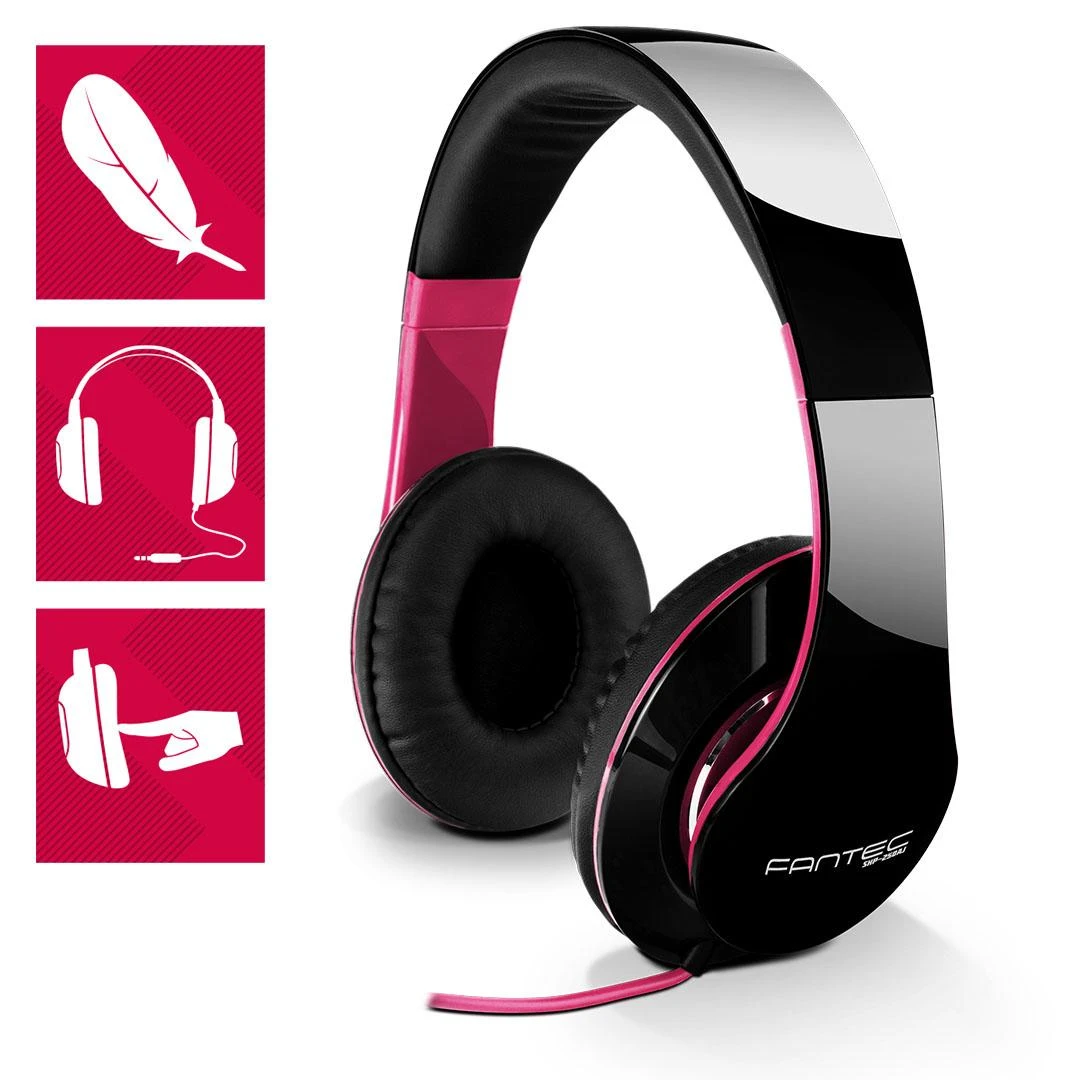 Stereo ausinės Fantec SHP-250AJ, Juoda-rožinė