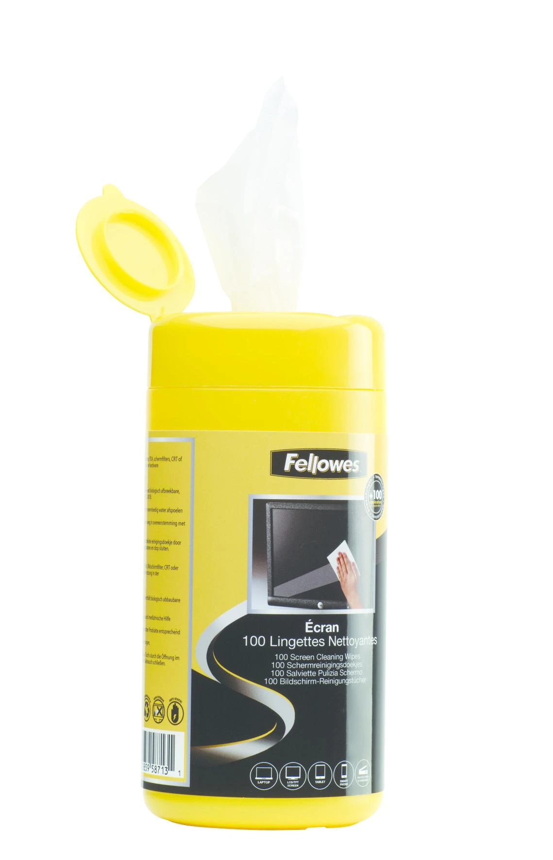 Valiklis Fellowes 100 ekrano valymas – Įrangos valymo drėgnos šluostės – LCD/TFT/Plazma – Daugiaspalvis – 82 mm – 82 mm – 170 mm