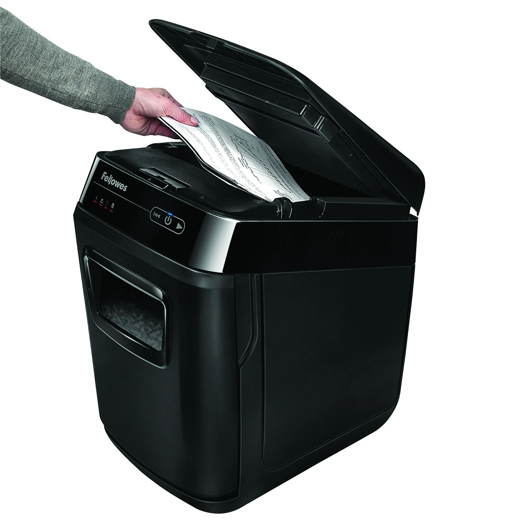 Fellowes kryžminio pjovimo smulkintuvas | AutoMAX 150C | Juodas | Popieriaus smulkintuvas | Kompaktinių diskų smulkintuvas | Kreditinių kortelių smulkintuvas | Automatinis padavimas