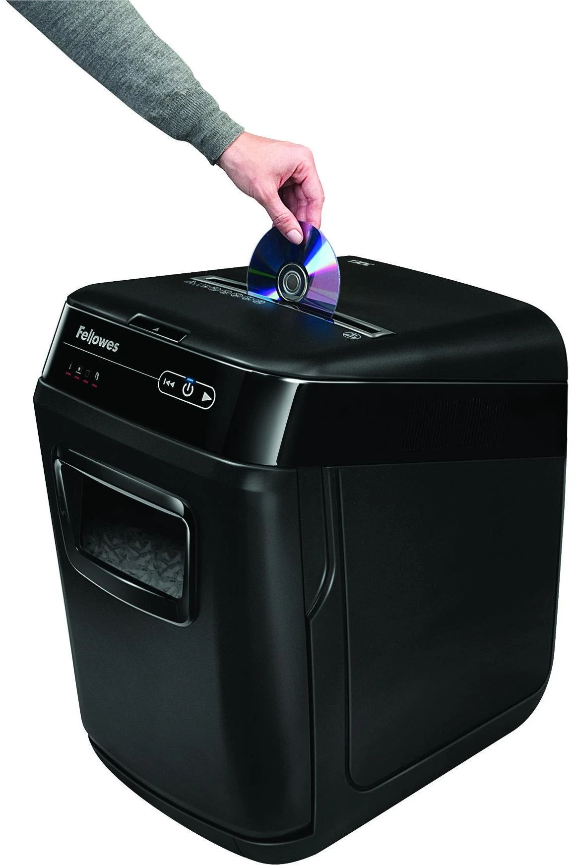 Fellowes kryžminio pjovimo smulkintuvas | AutoMAX 150C | Juodas | Popieriaus smulkintuvas | Kompaktinių diskų smulkintuvas | Kreditinių kortelių smulkintuvas | Automatinis padavimas