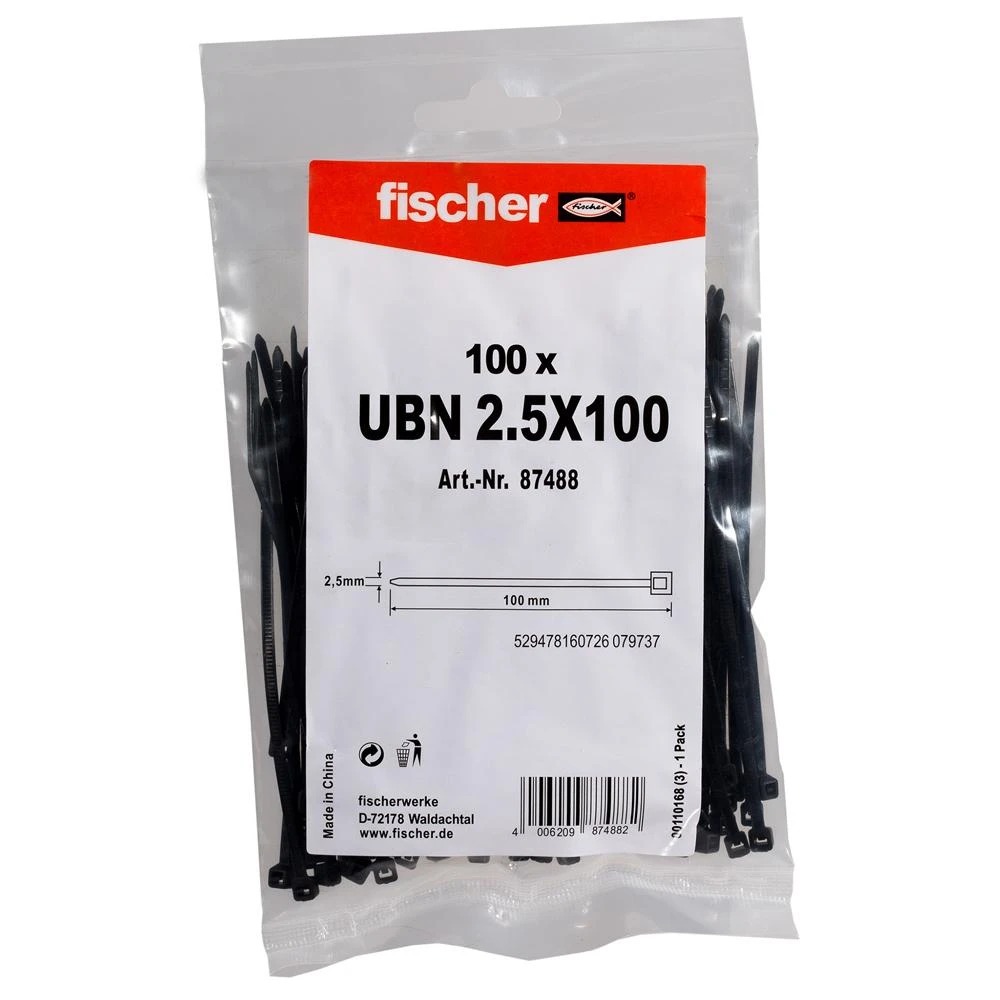 FISCHER OPASKA KABLOWA UBN 2,5 x 100mm Juoda 100szt.