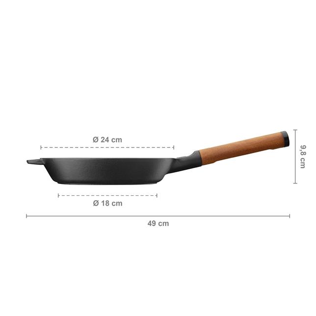 Fiskars Pan Norden Frying, Diameter 24 cm, Removable handle, Juodas