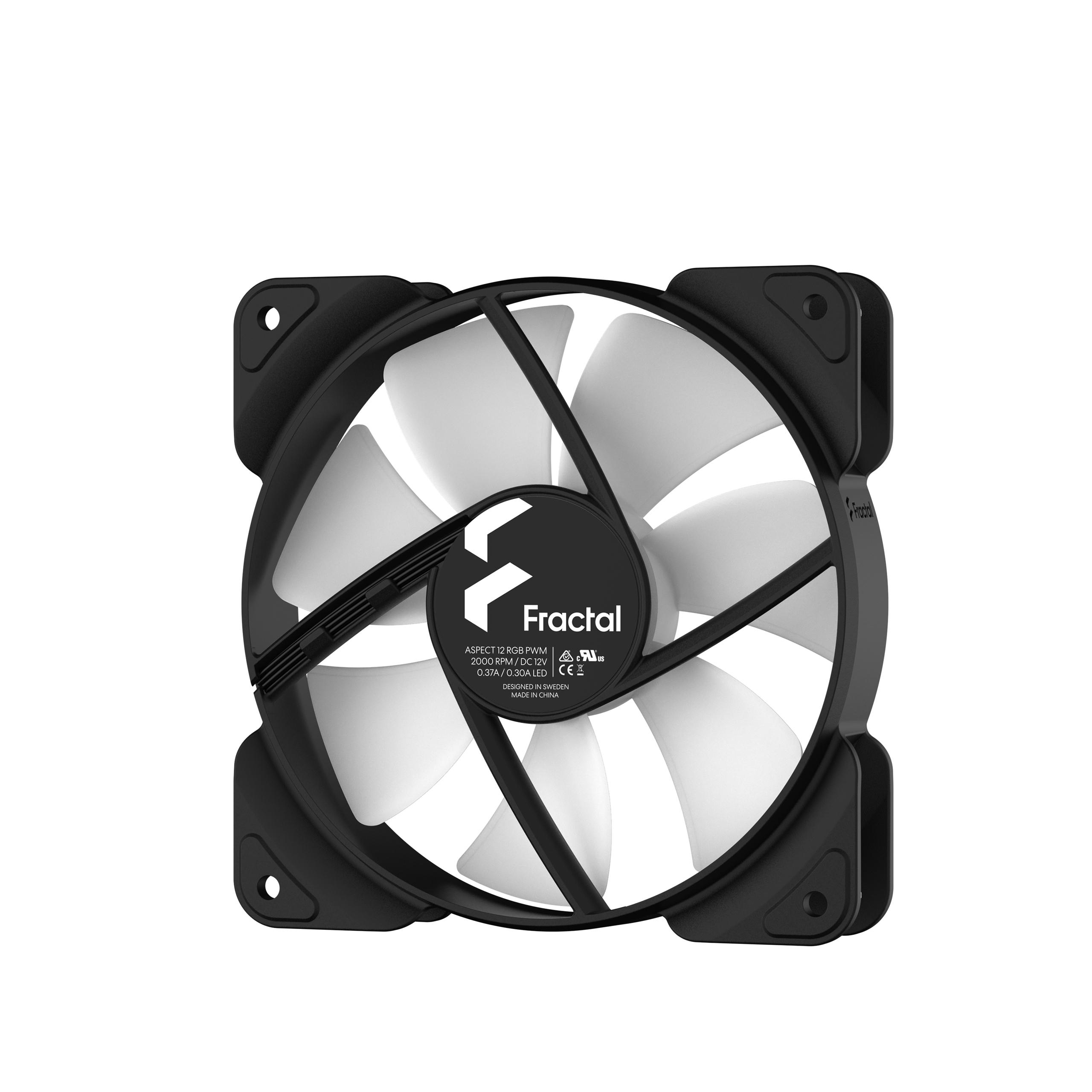 Fractal Design Fraktalų dizainas | Triguba pakuotė | 12 aspektas RGB PWM | Juodas | Korpuso ventiliatorius