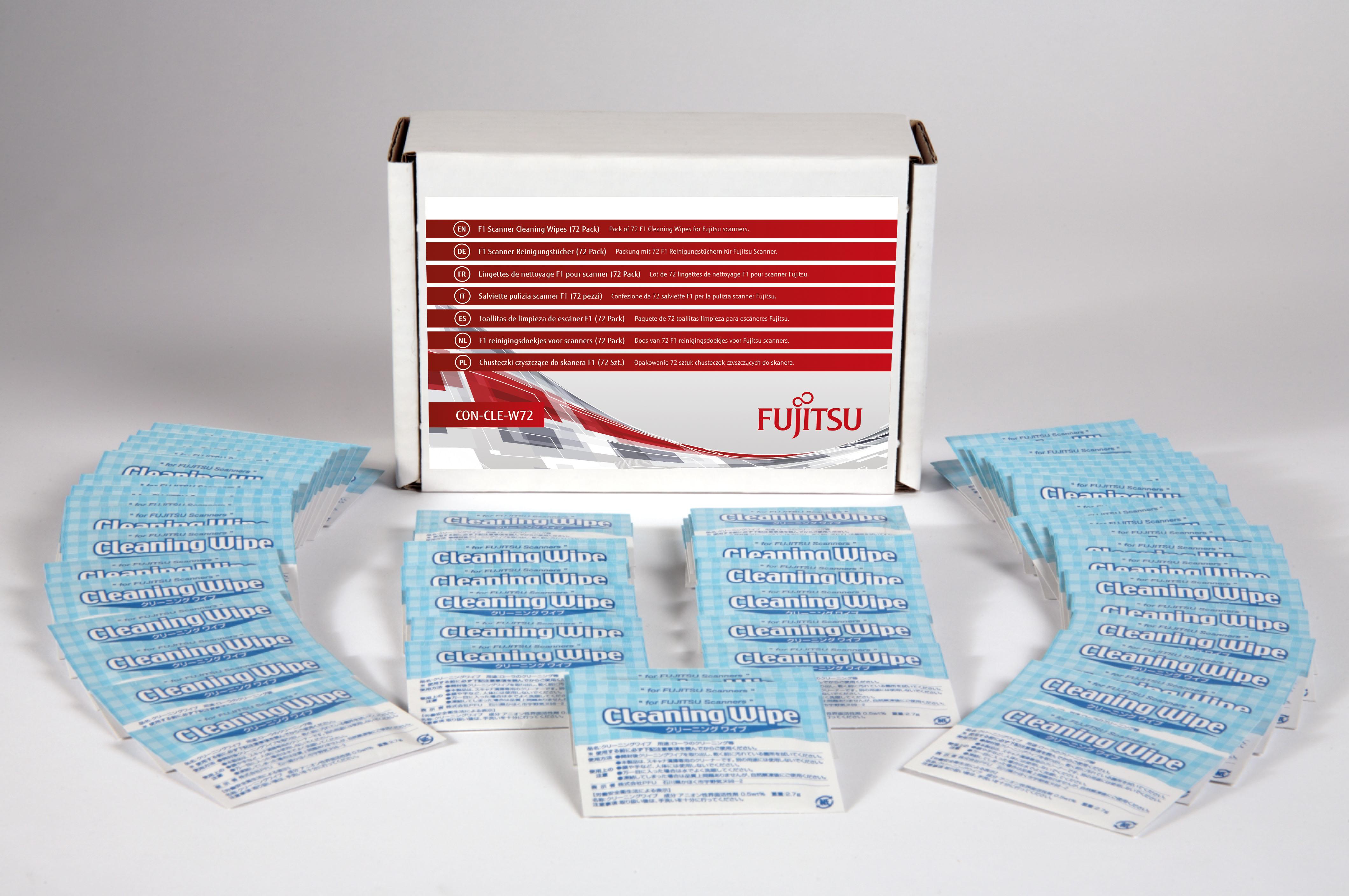 „Fujitsu F1“ skaitytuvo valymo servetėlės (72 pakuotės) - Įrangos valymo drėgnos šluostės - Skaitytuvas - Daugiaspalvis - fi-5015C - fi-6110 - fi-7140 - fi-7240 - fi-7160 - fi-7260 - fi-7180 - fi-7280 - fi-7460 - fi-7480,... - 72 vnt. - Dėžutė