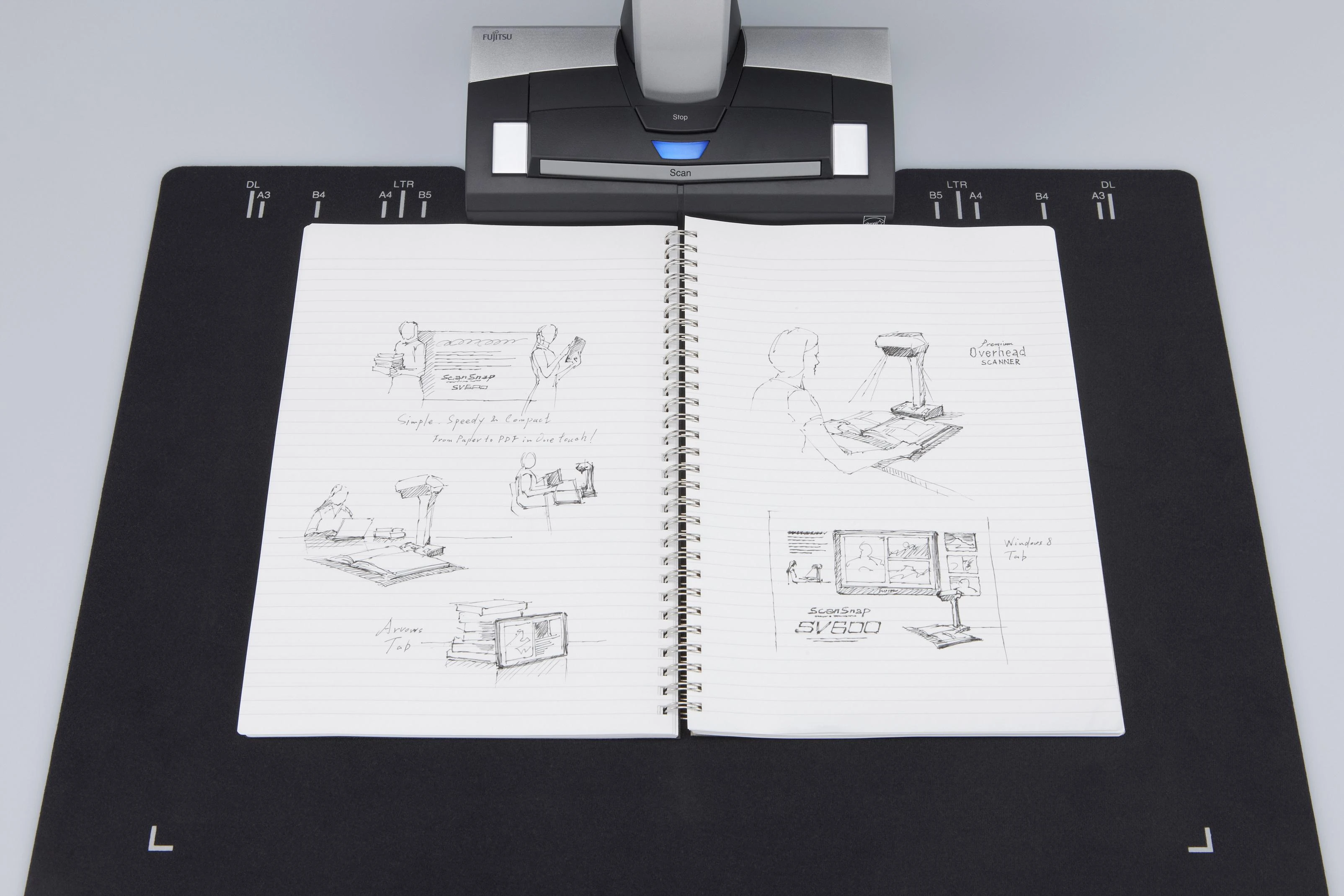 „Fujitsu ScanSnap SV600“ – viršgalvinis skeneris – 432 x 300 mm