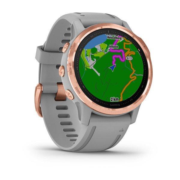 Išmanusis laikrodis Garmin fenix 6s Pro Sapphire, Rausvojo aukso spalvos  apvadas su pilkos spalvos silikoniniu dirželiu | Varle.lt