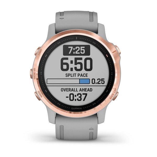Išmanusis laikrodis Garmin fenix 6s Pro Sapphire, Rausvojo aukso spalvos  apvadas su pilkos spalvos silikoniniu dirželiu | Varle.lt