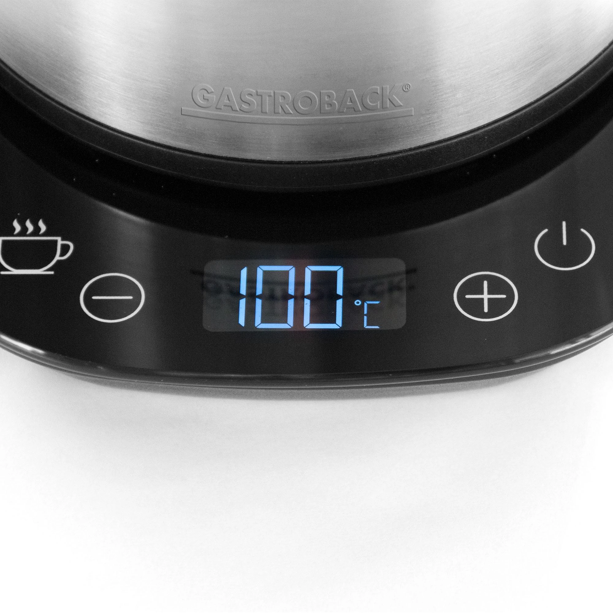 Gastroback Electric Virdulys 42426 Su elektroniniu valdymu, nerūdijantis plienas, nerūdijantis plienas, 2200 W, 1,7 l, 360° besisukantis pagrindas