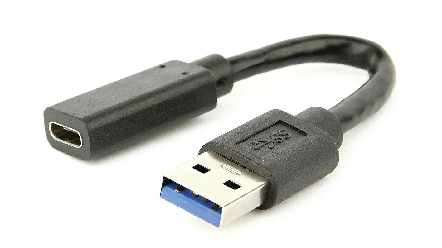 USB-A į USB-C adapteris, 10 cm juodas laidas