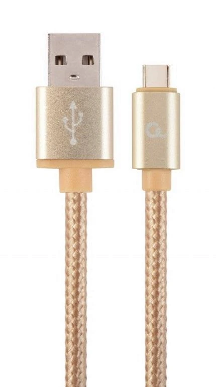 GEMBIRD CCB-mUSB2B-AMBM-6-G cotton braided micro USB cable 2.0 AM-MBM5P 1.8M metal connectors auksinis